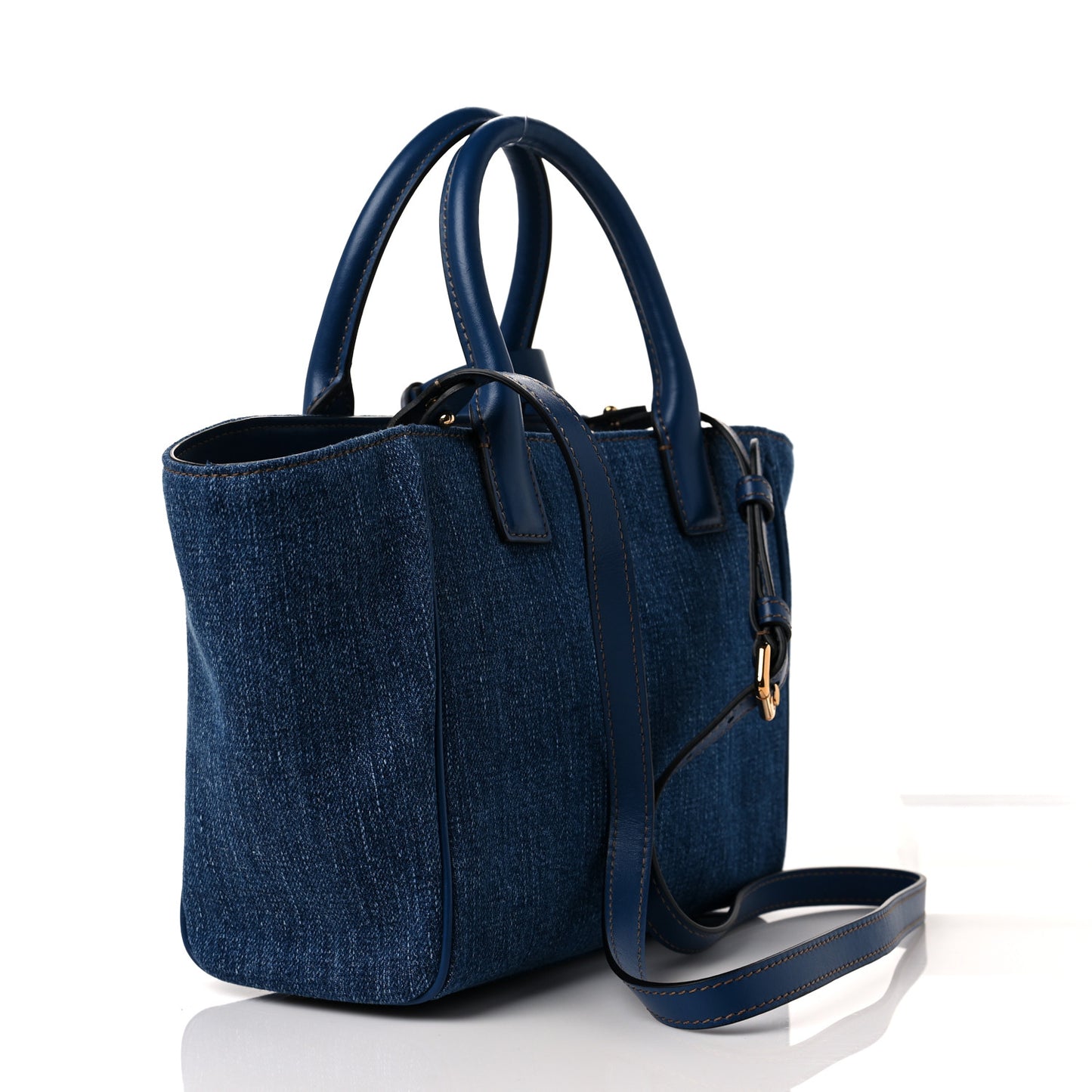Denim Mini La Medusa Chain Tote Navy Blue