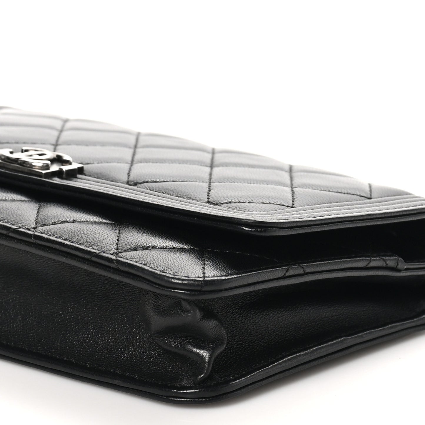 Lambskin Quilted Boy Wallet On Chain WOC Black