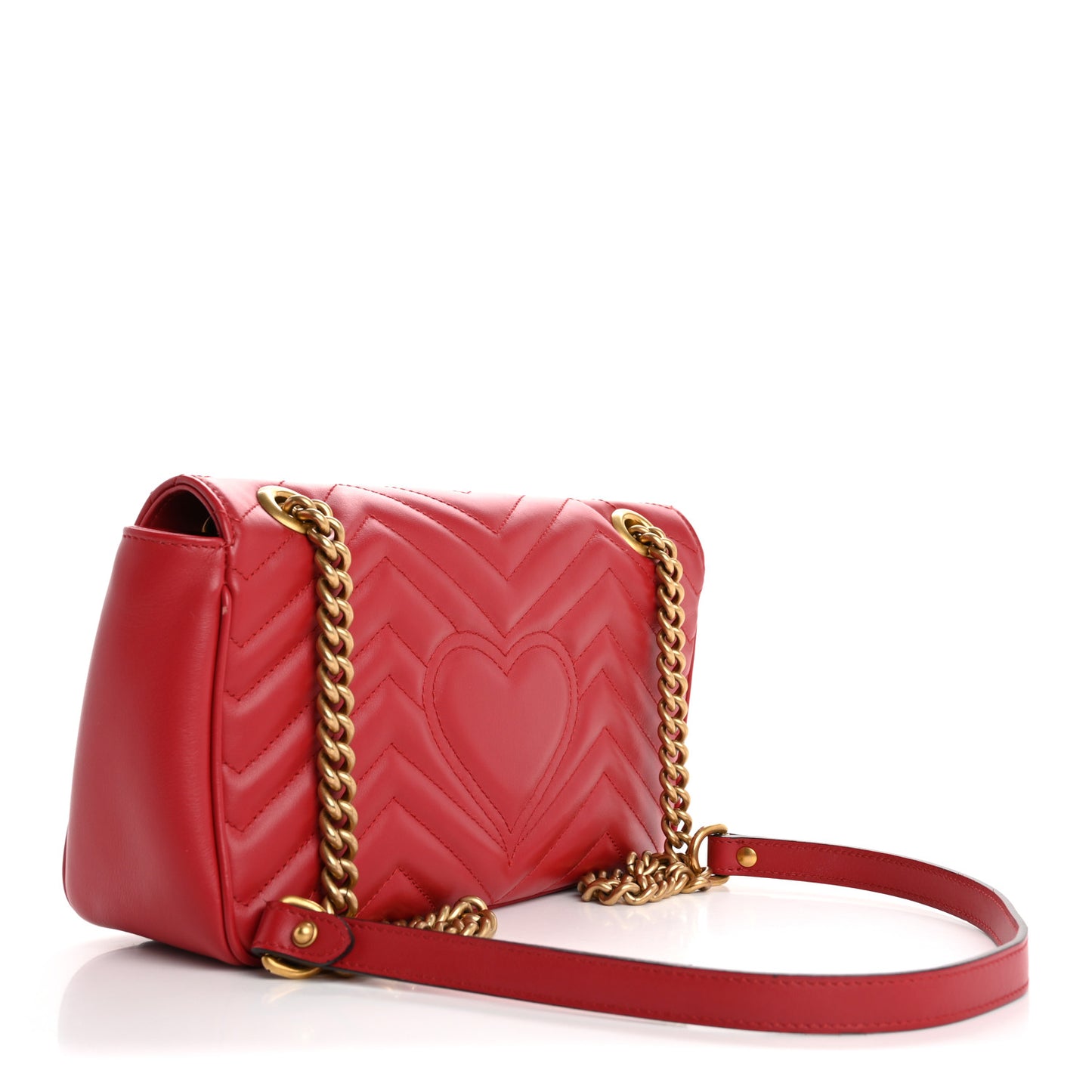 Calfskin Matelasse Small GG Marmont Shoulder Bag Hibiscus Red