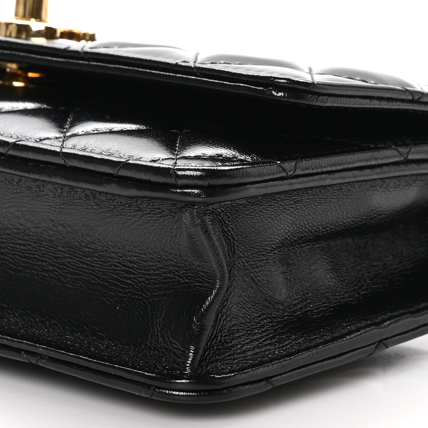 Chanel Shiny Lambskin Quilted Golden Links Wallet On Chain WOC Black 11 of 11