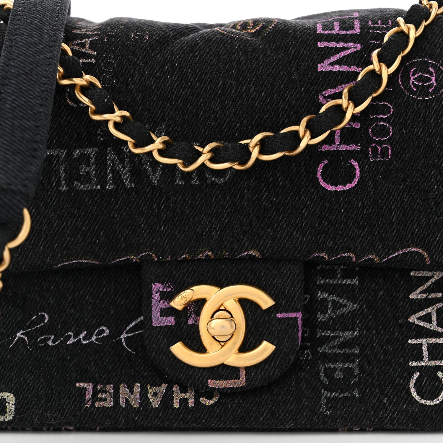 Chanel Denim Quilted Denim Mood Mini Rectangular Flap Black Multicolor 8 of 10