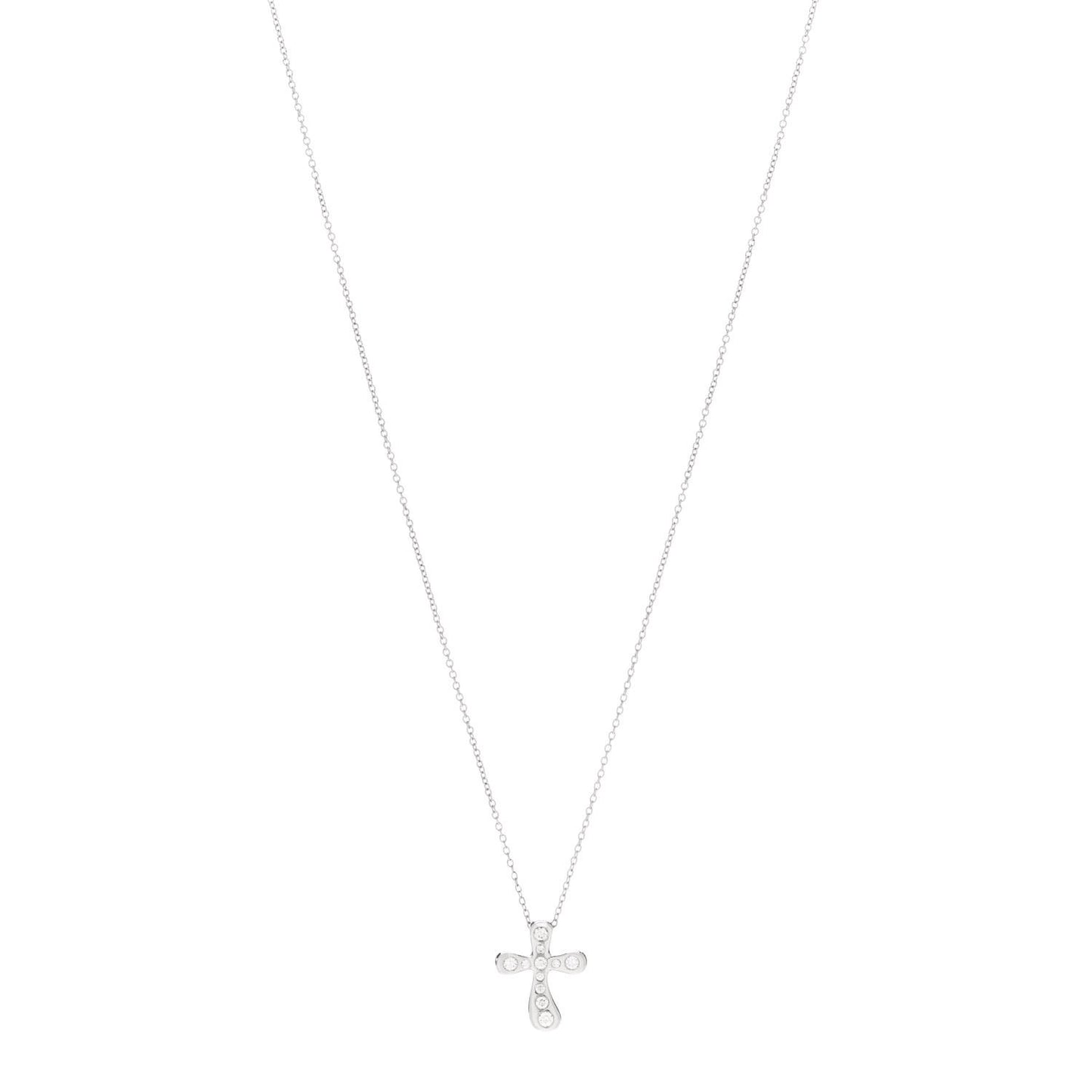 Platinum Diamond 16mm Elsa Peretti Cross Pendant Necklace
