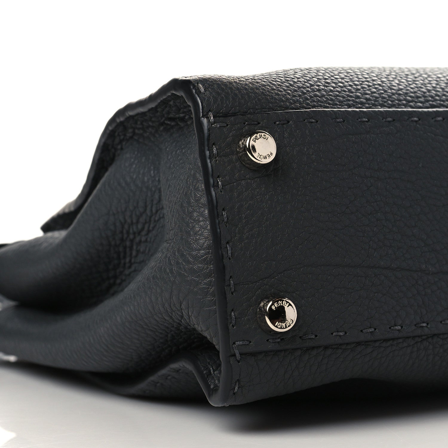 Fendi Cuoio Romano Selleria Bi-Color Medium Peekaboo Iconic Satchel Asfalto Latte 8 of 9