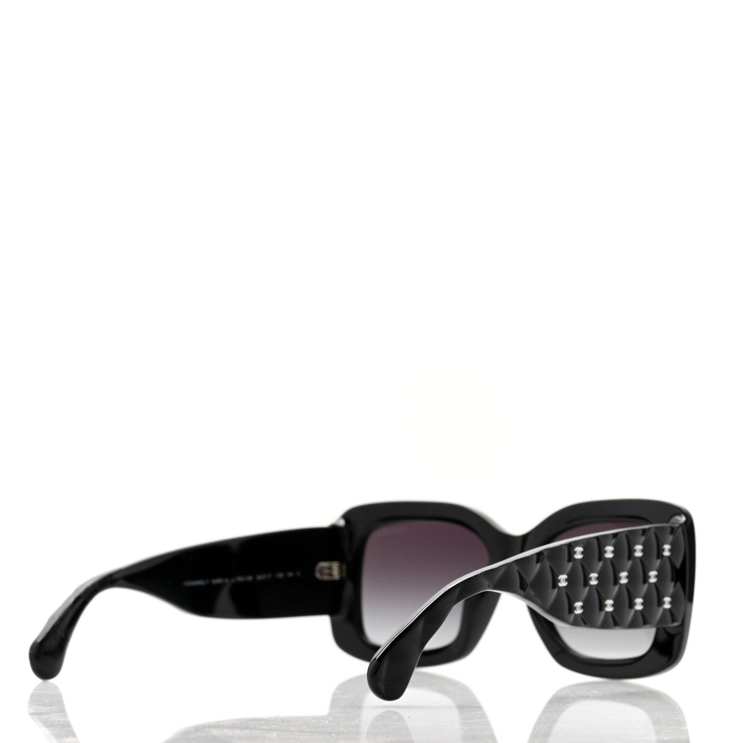 Acetate Quilted CC Rectangle Sunglasses 5483-A Black