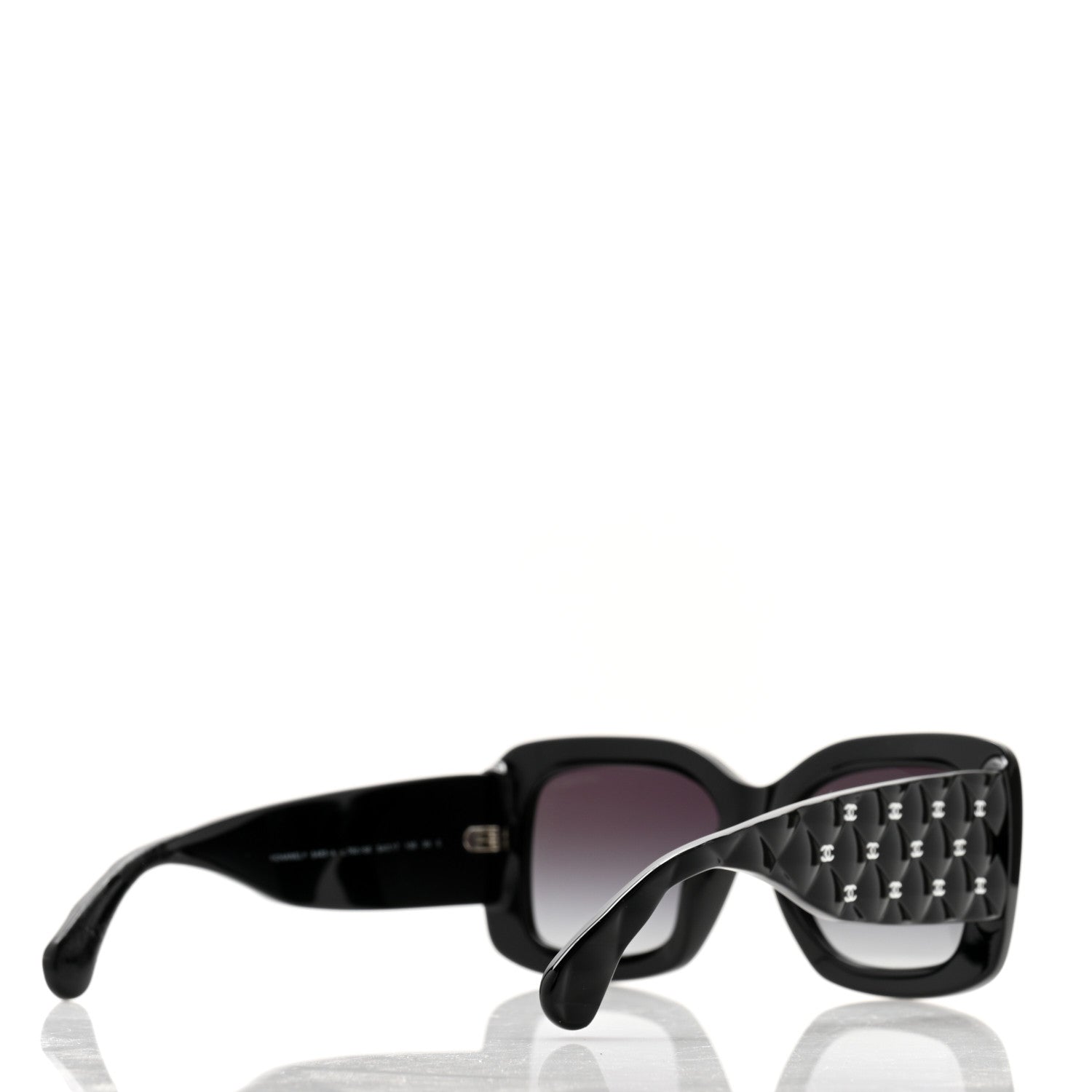 Chanel Acetate Quilted CC Rectangle Sunglasses 5483-A Black 4 of 8