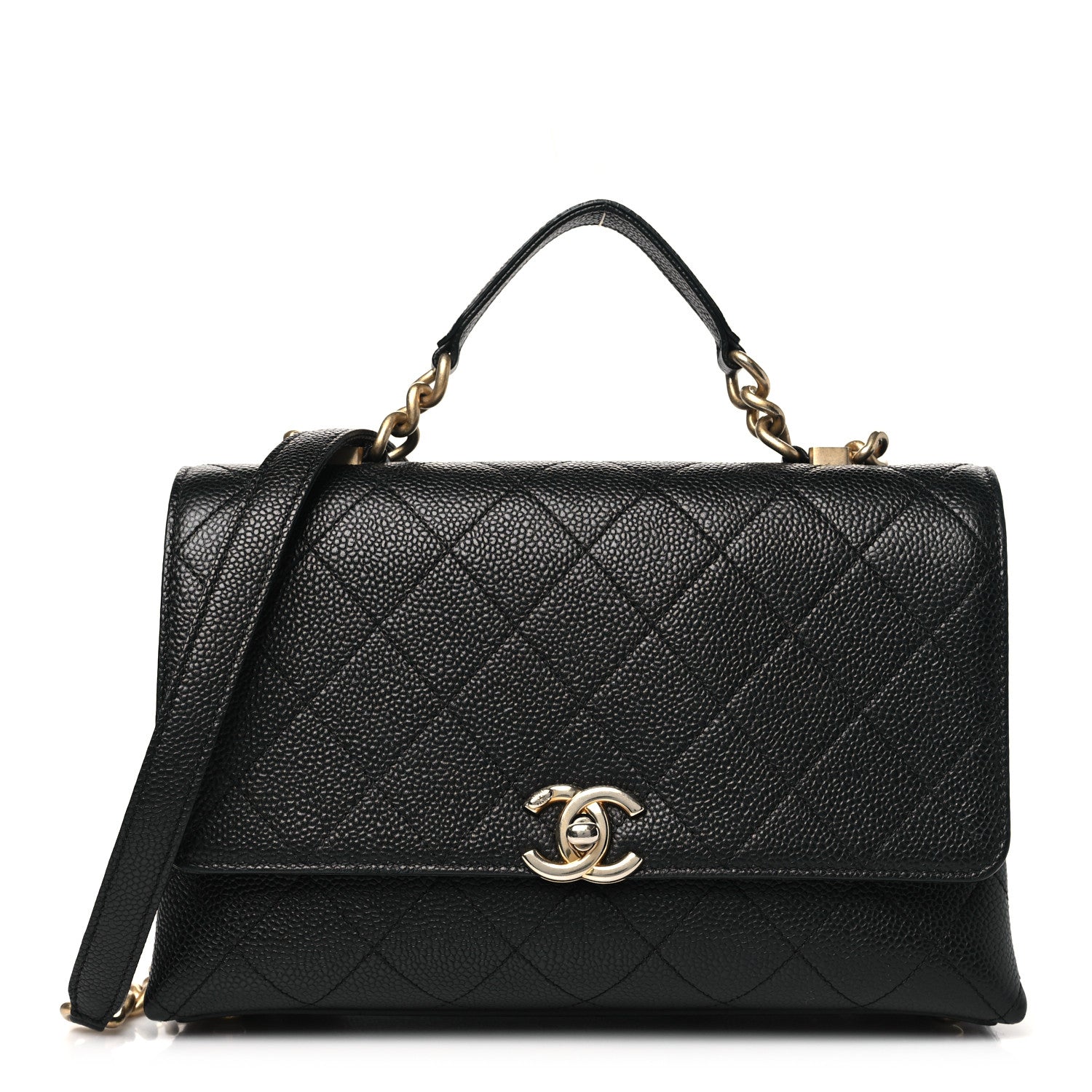Chanel Grained Calfskin Small Stitched Flap Black 1 of 11