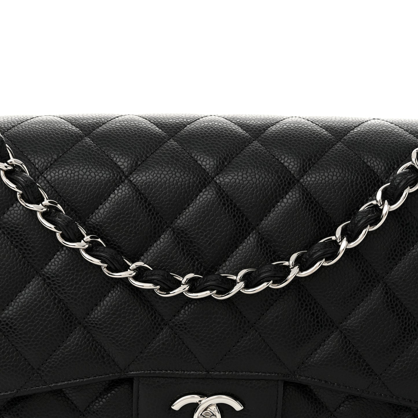 Caviar Quilted Jumbo Double Flap Black