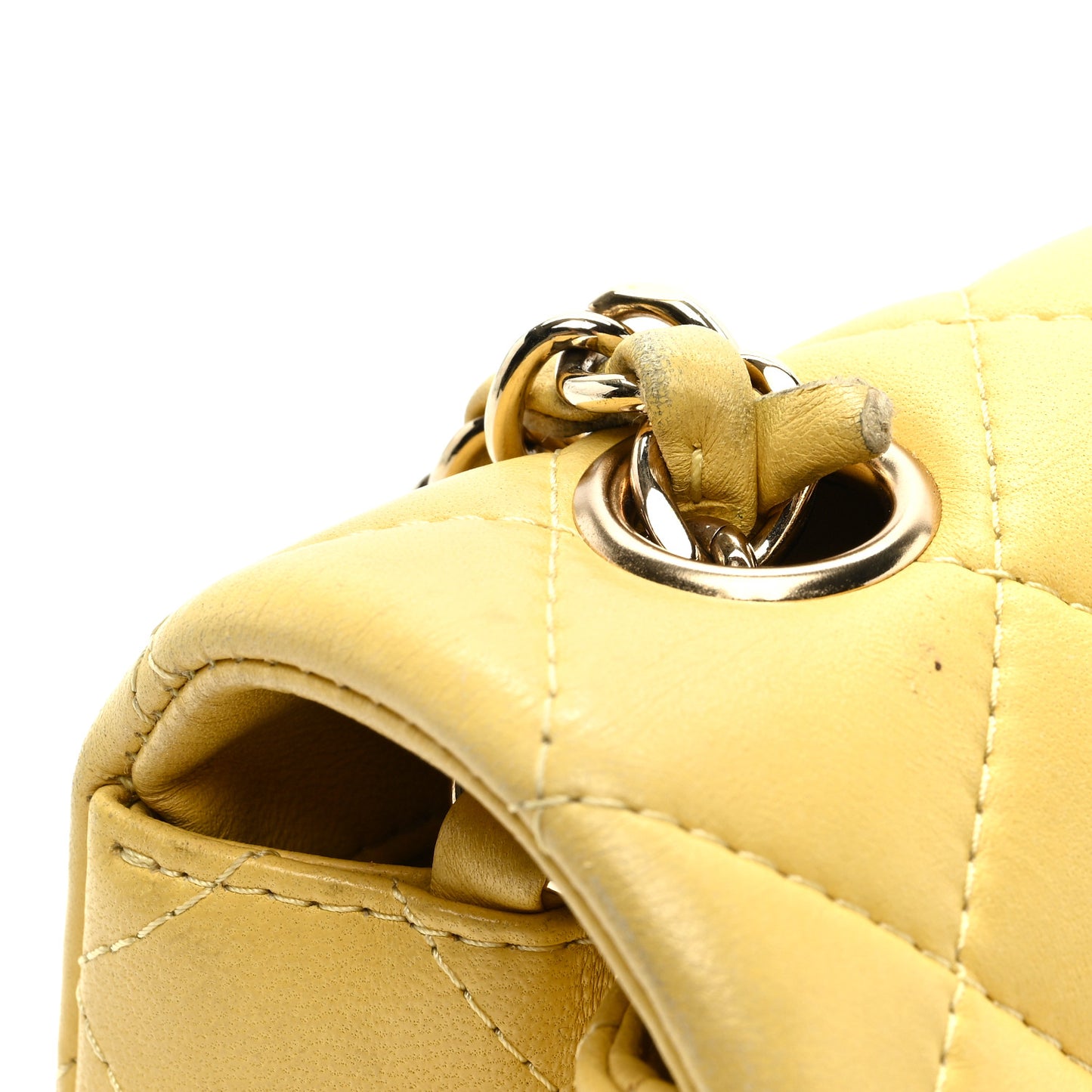 Lambskin Quilted Mini Rectangular Flap Yellow