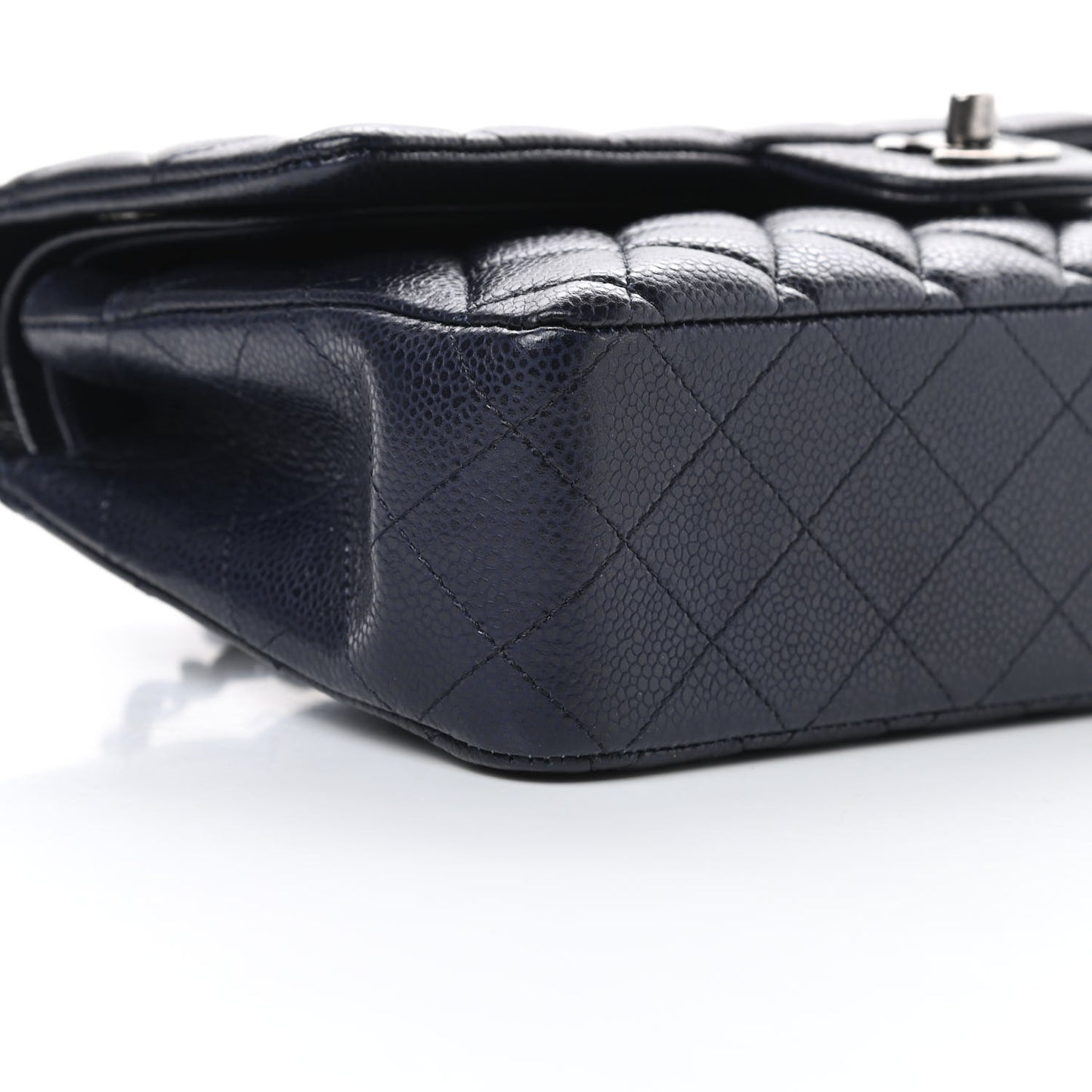 Caviar Quilted Medium Double Flap Navy