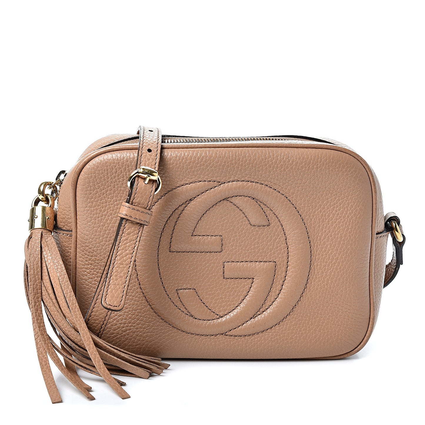 Pebbled Calfskin Small Soho Disco Bag Rose Beige