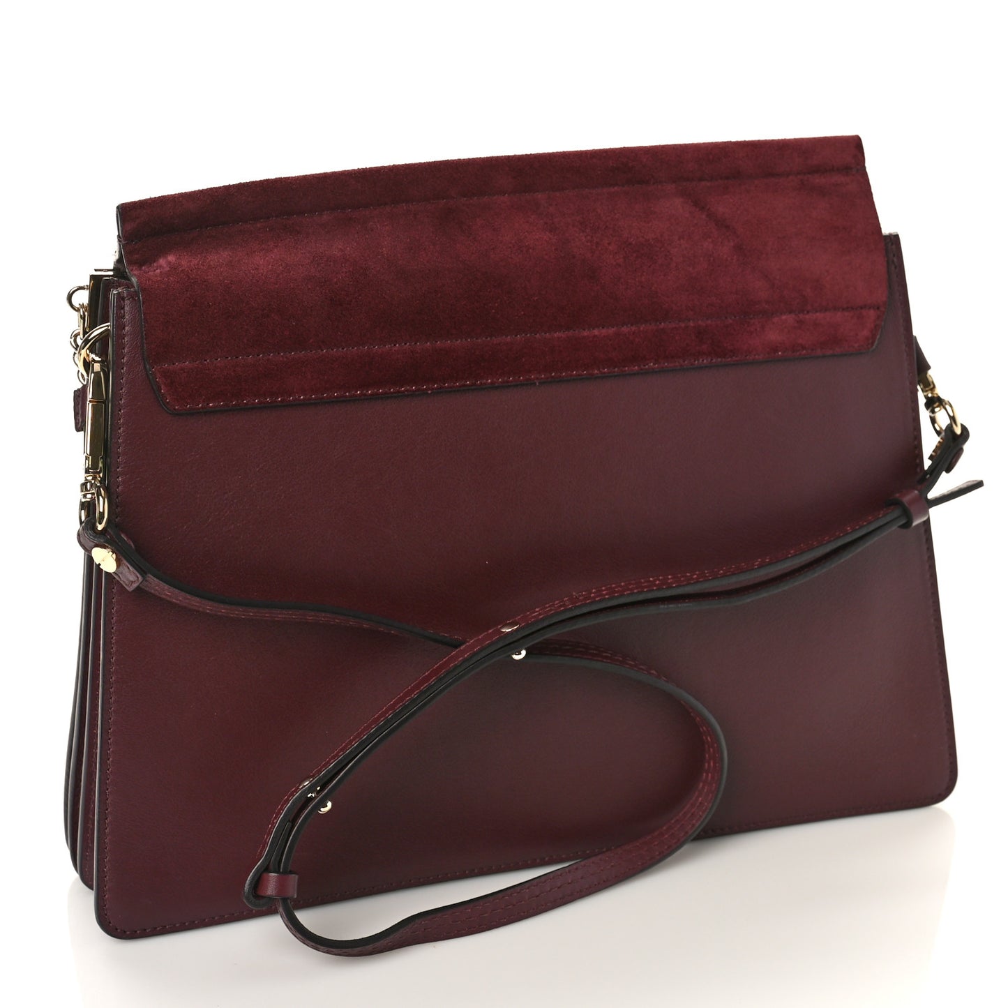 Calfskin Suede Medium Faye Shoulder Bag Plum Purple