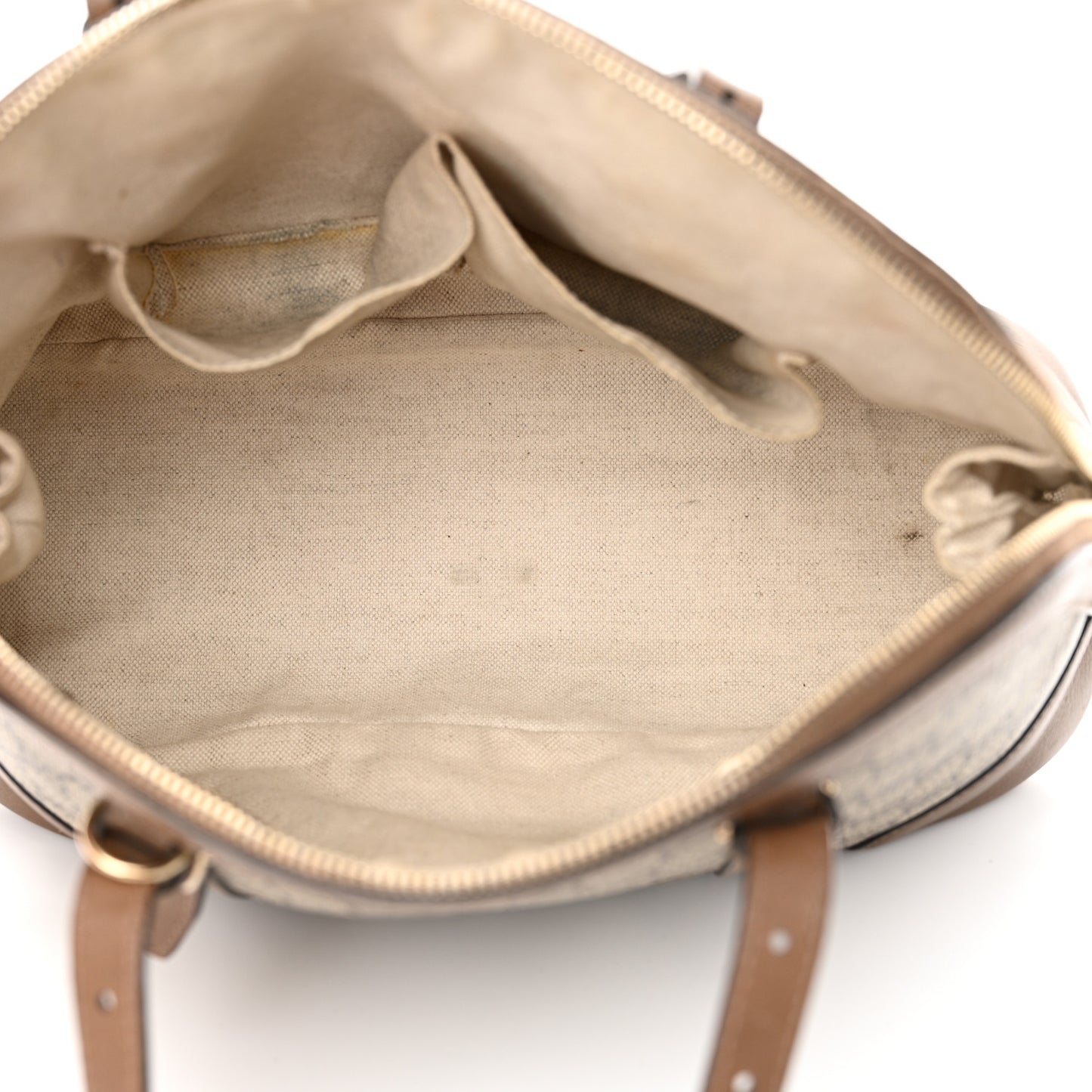 GG Supreme Monogram Margaux Calfskin Small Nice Top Handle Dome Bag Beige Ebony Acero