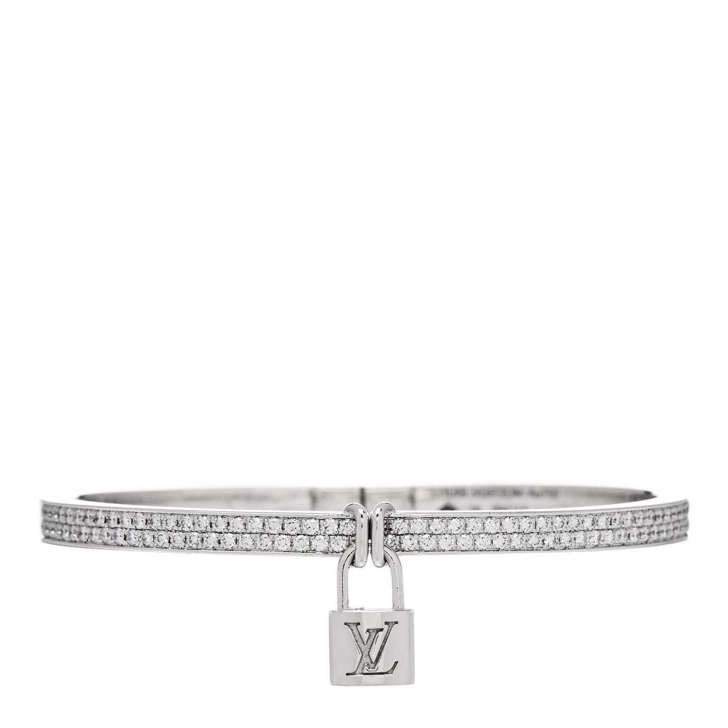 18K White Gold Diamond Lockit Bangle Bracelet 16