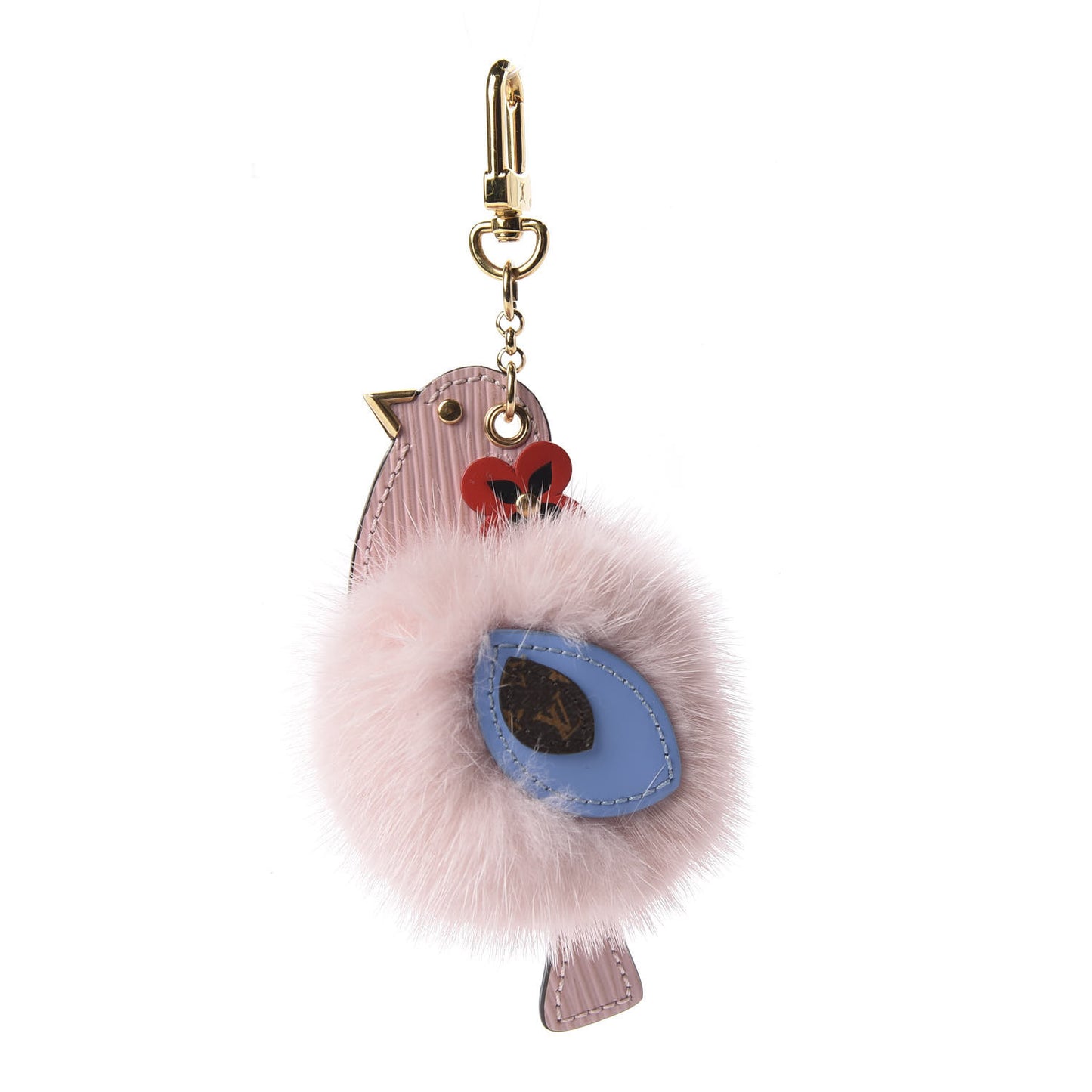Mink Fur Epi Monogram Bird Bag Charm Rose Ballerine