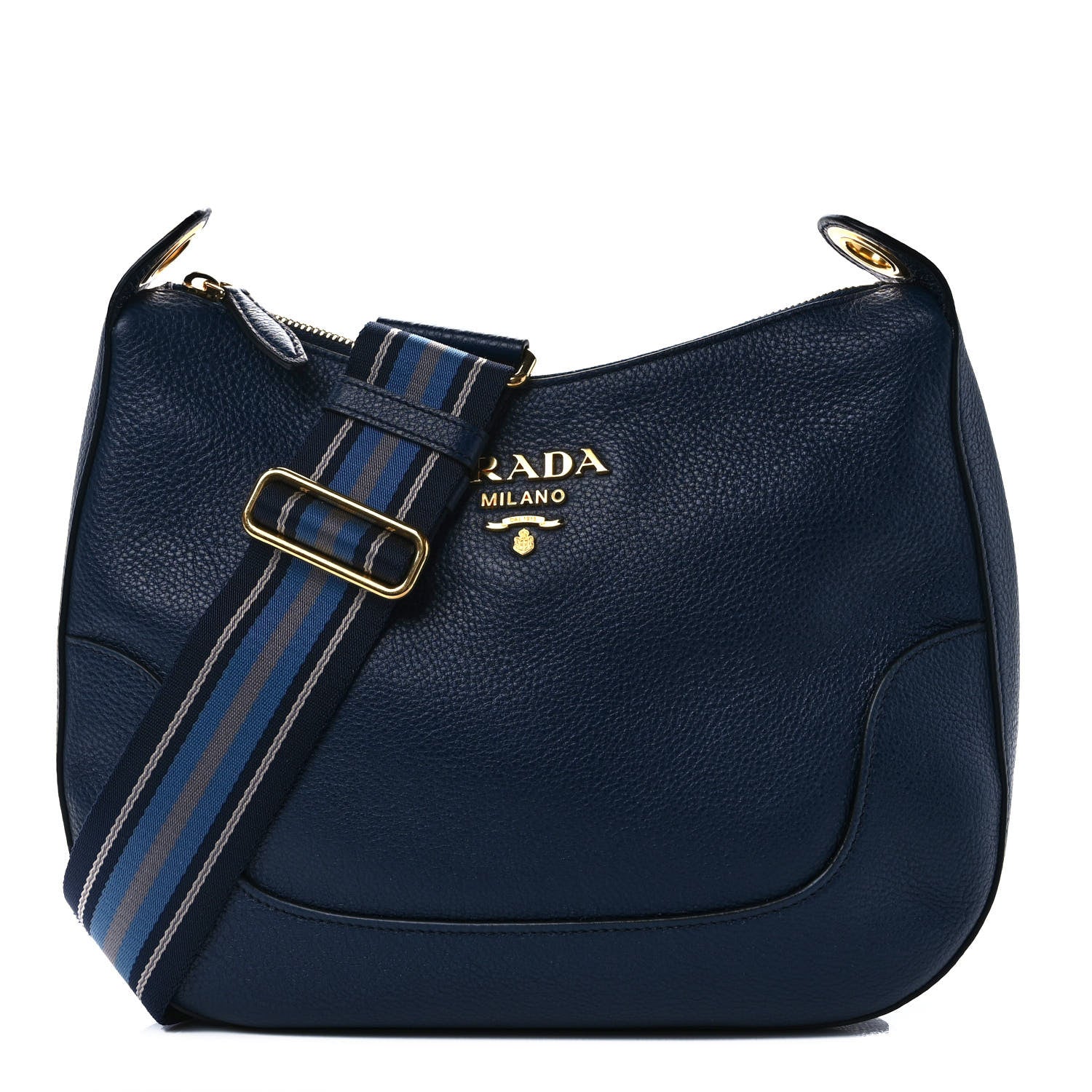 Prada Vitello Phenix Zippered Messenger Hobo Baltico 1 of 9
