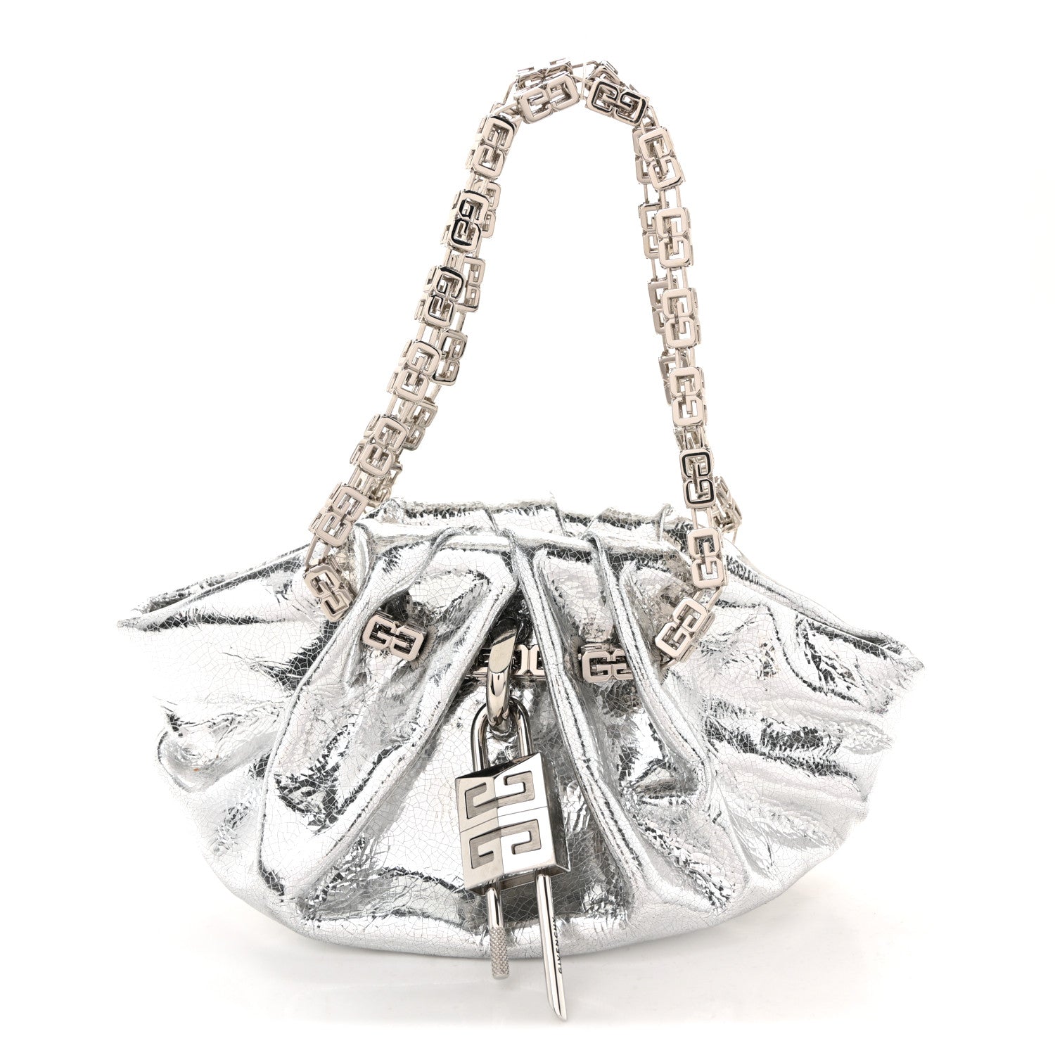 Givenchy Metallic Calfskin Kenny Mini Shoulder Bag Silver 1823527
