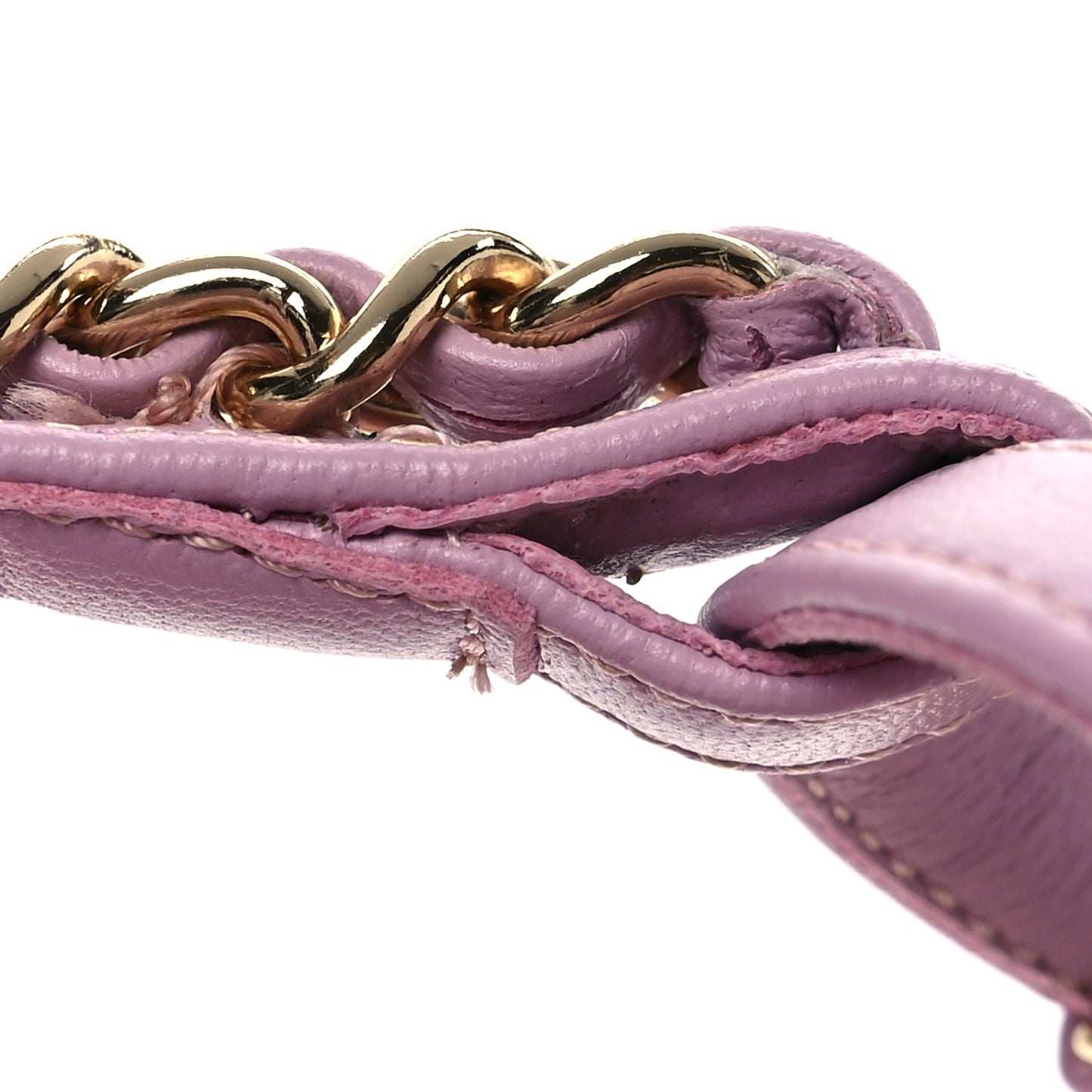 Lambskin Chain CC Logo Thong Sandals 37.5 Pink