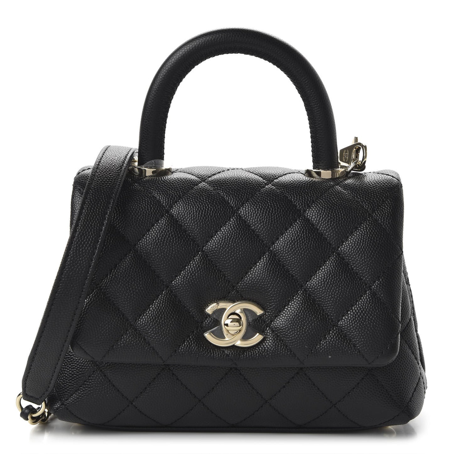 Caviar Quilted Extra Mini Coco Handle Flap Black