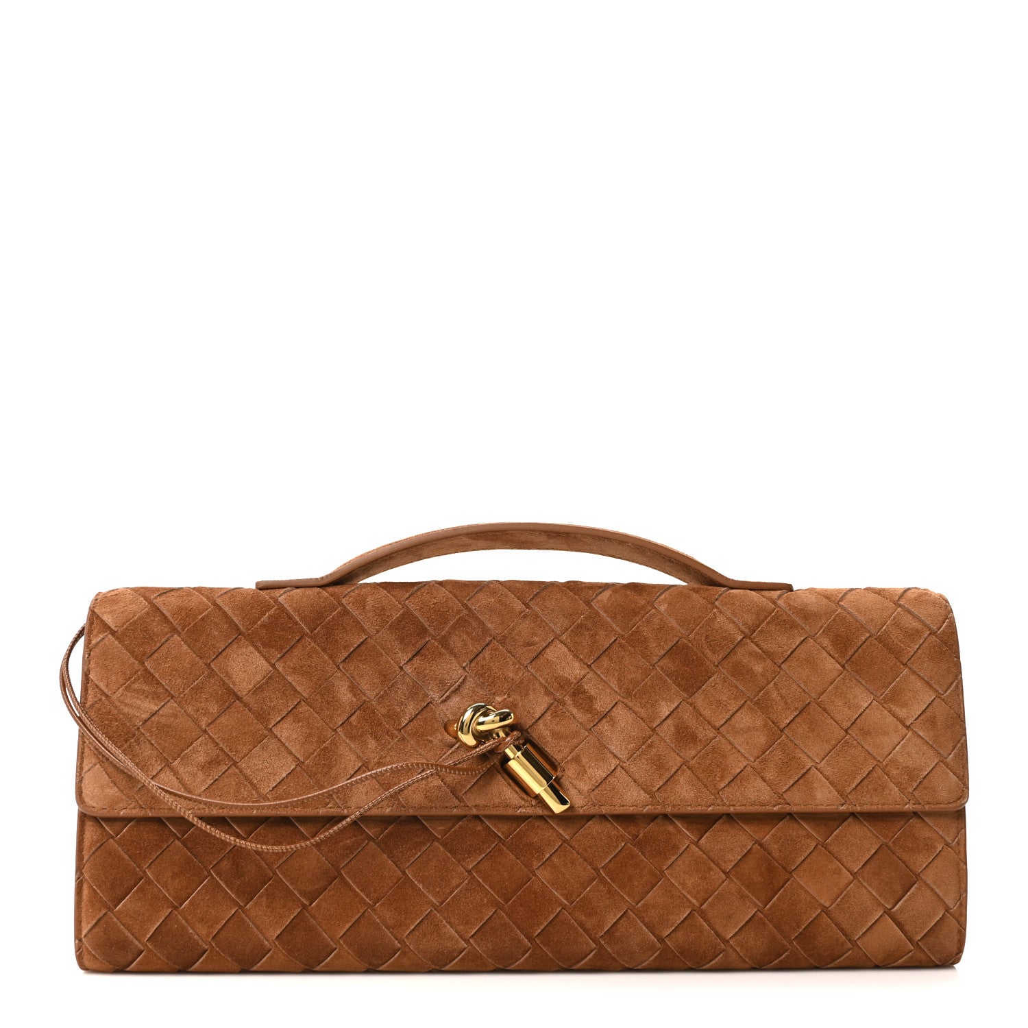 Bottega Veneta Suede Intrecciato Long Andiamo Top Handle Clutch