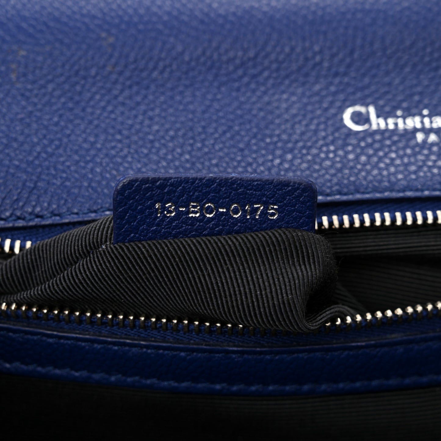 Grained Calfskin Medium Diorama Flap Bag Blue