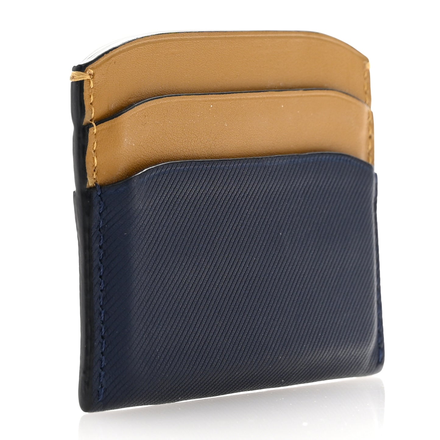 Soft Grain Calfskin Izzy Card Case Blue Carbon Camel