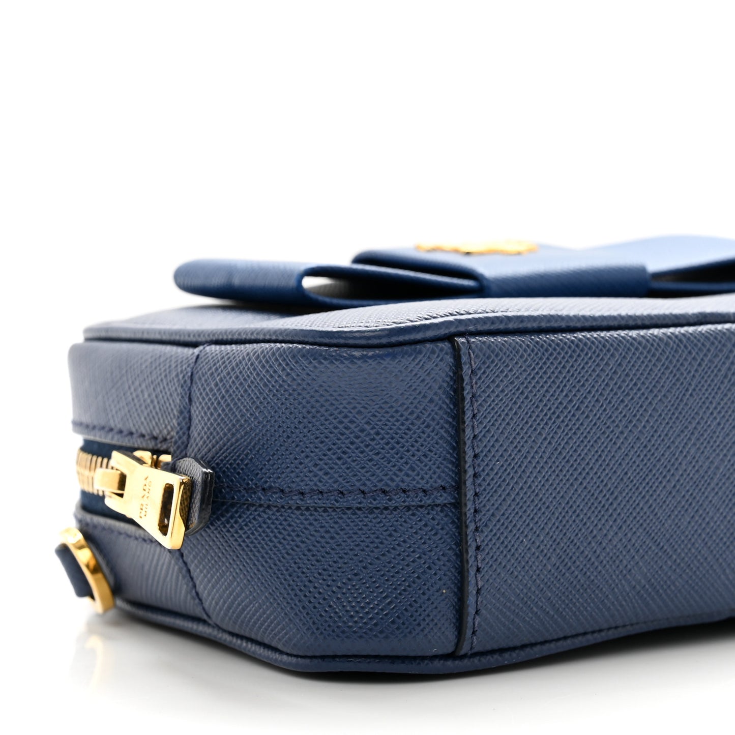 Saffiano Fiocco Bow Camera Crossbody Bag Bluette