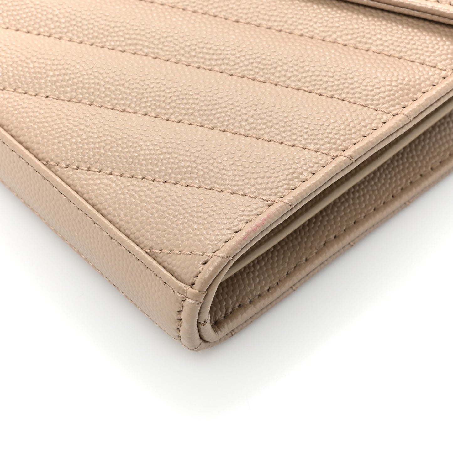 Grain De Poudre Matelasse Chevron Monogram Chain Wallet Dark Beige