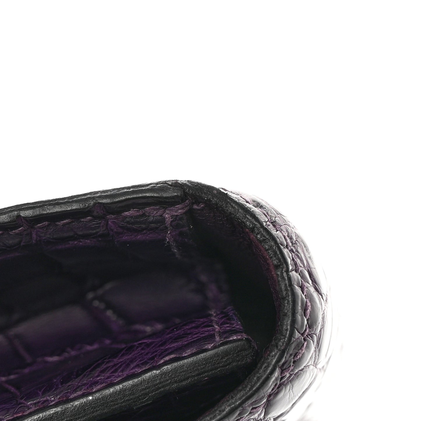 Shiny Alligator Verrou Elan Clutch Amethyst