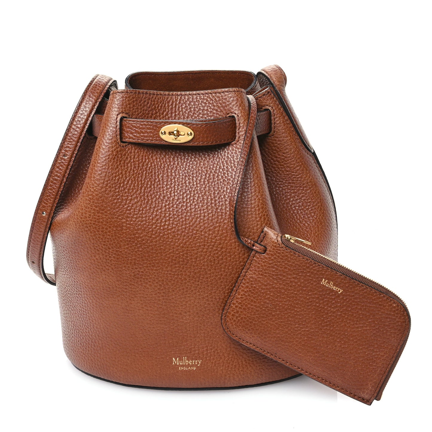 Small Classic Grain Calfskin Small Abbey Bucket Bag Oak