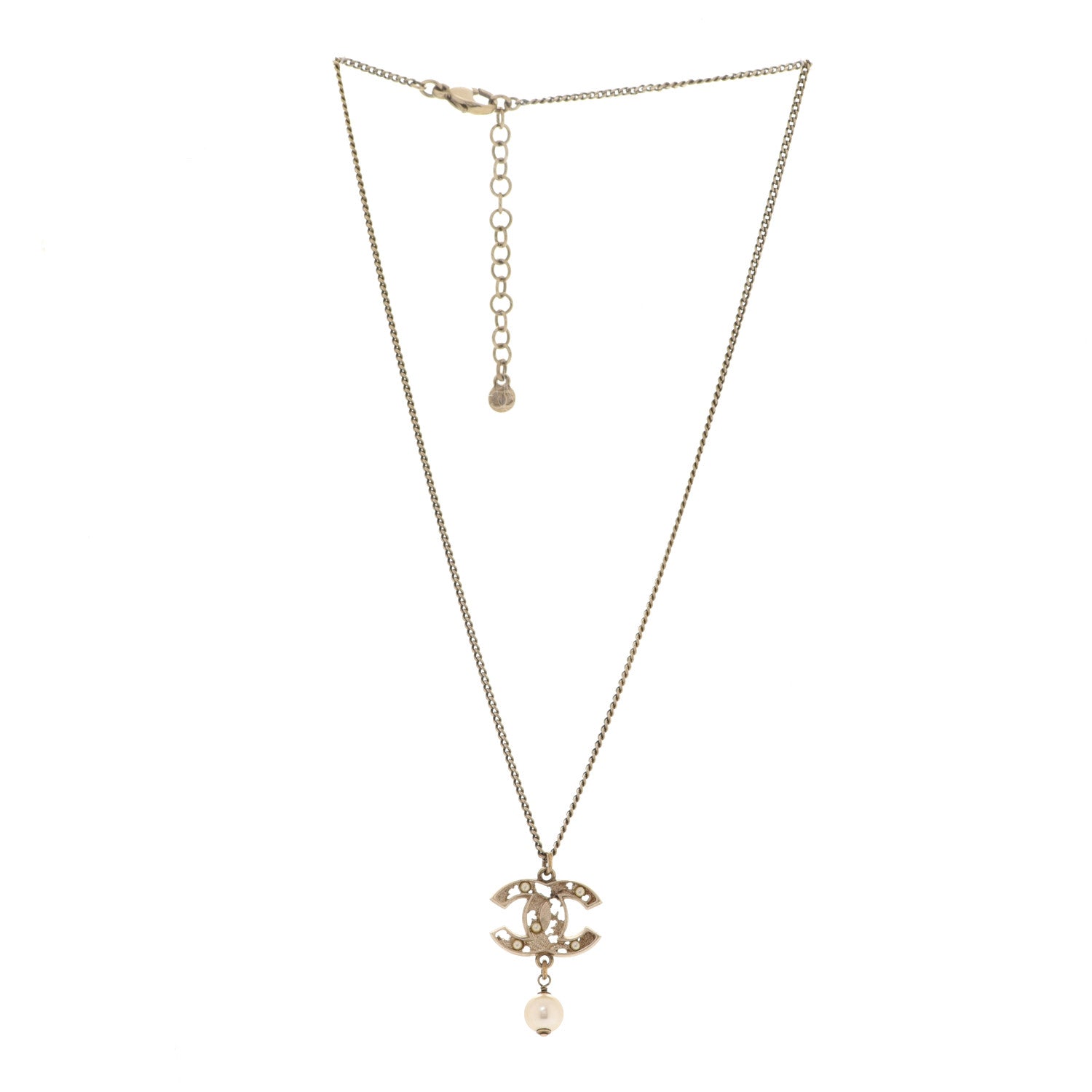 Chanel Pearl CC Drop Necklace Gold 3 of 7