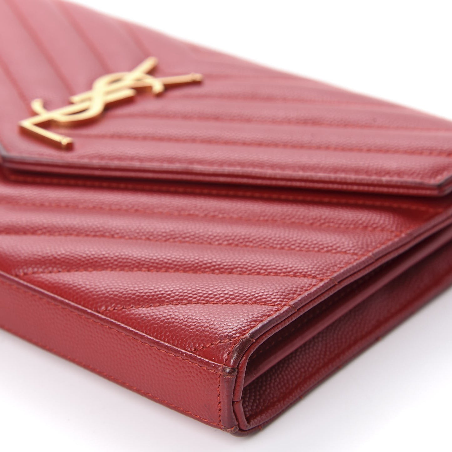 Grain De Poudre Matelasse Chevron Monogram Chain Wallet Red