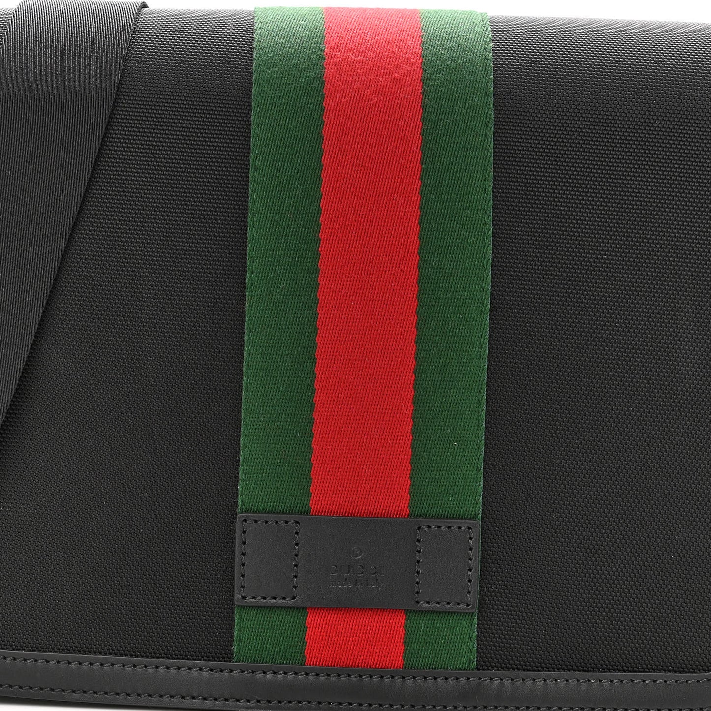 Techno Canvas Web Flap Messenger Bag Black