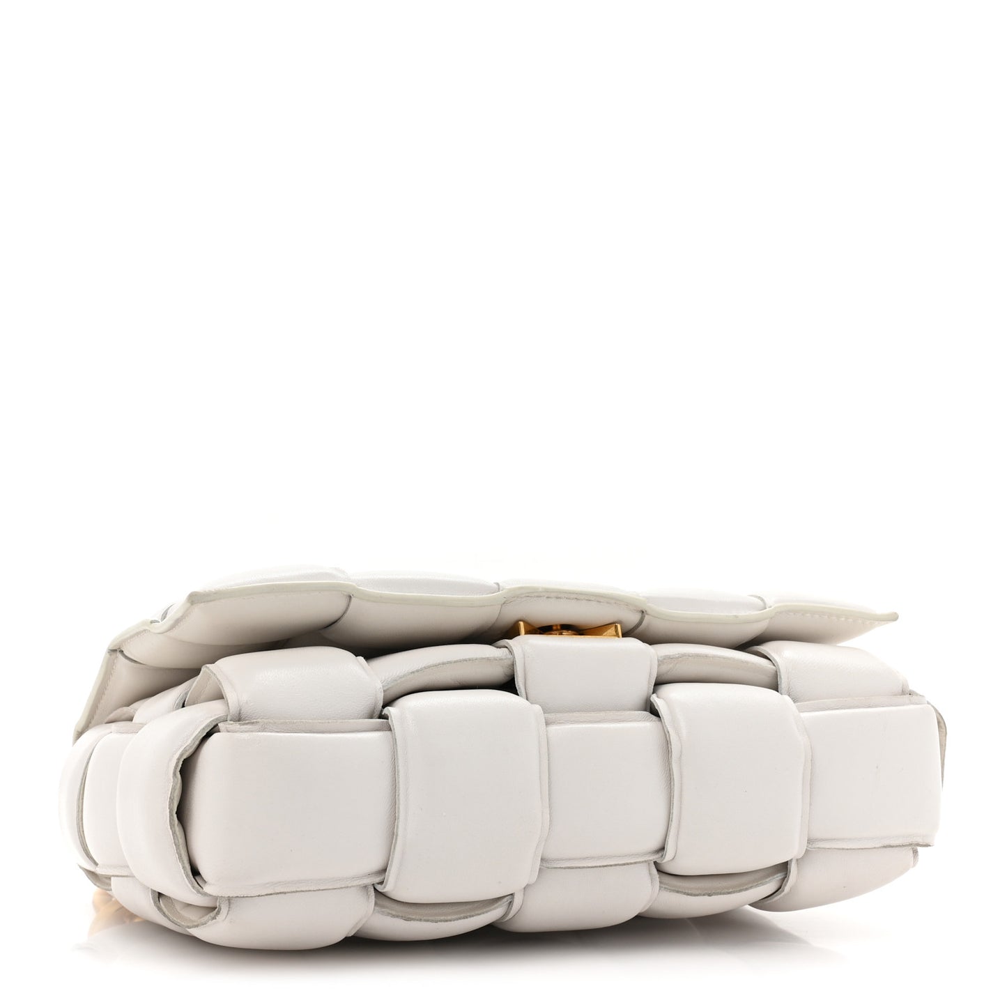 Lambskin Maxi Intreccio Padded Chain Cassette Crossbody Bag White
