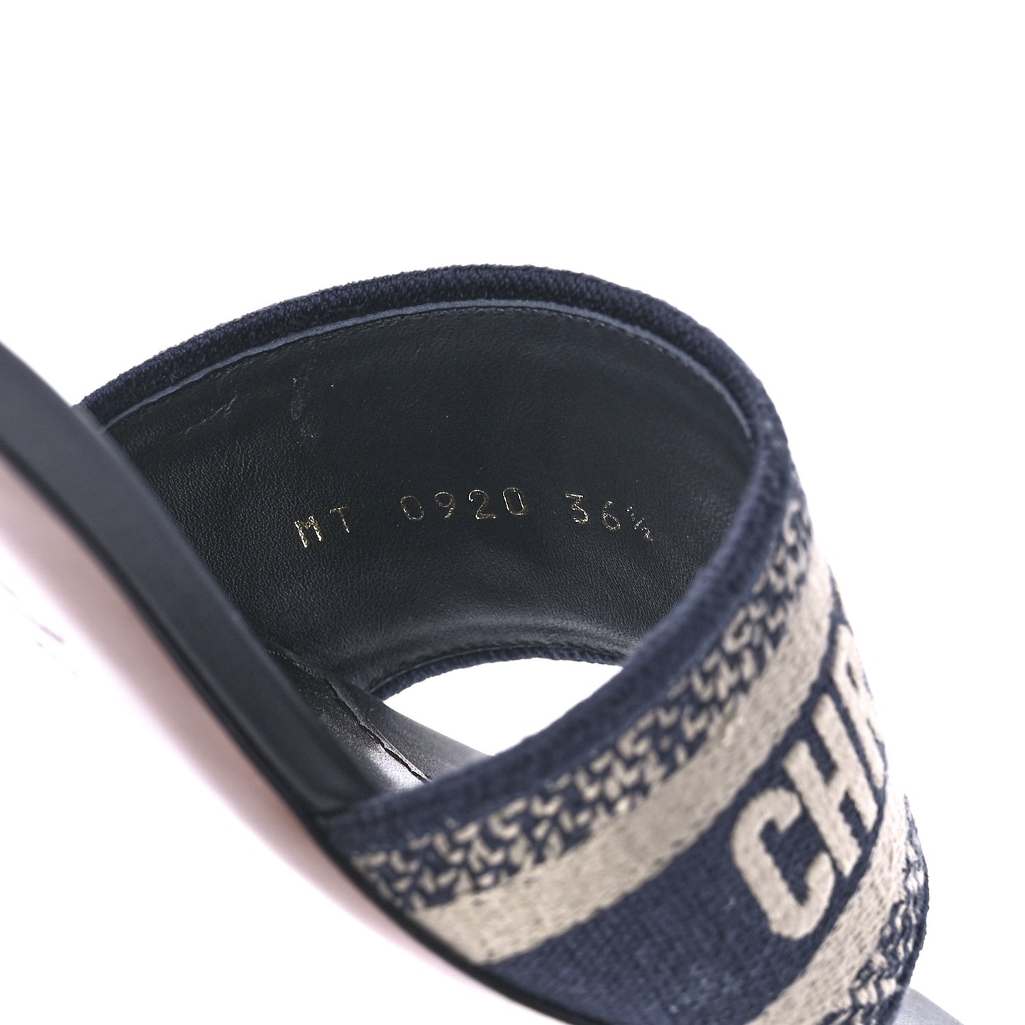 Cotton Embroidered Dway 40mm Slide Sandals 35.5 Deep Blue