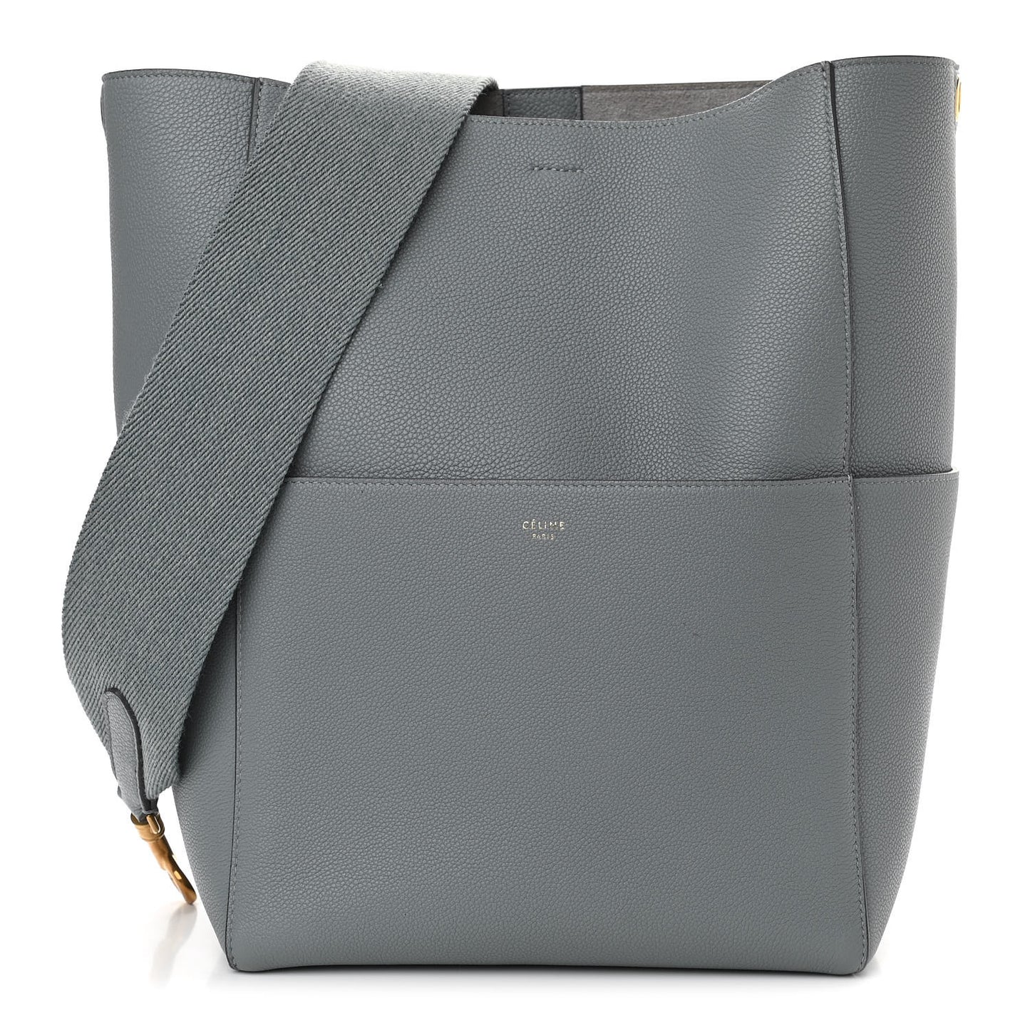 Soft Grained Calfskin Sangle Bucket Bag Storm