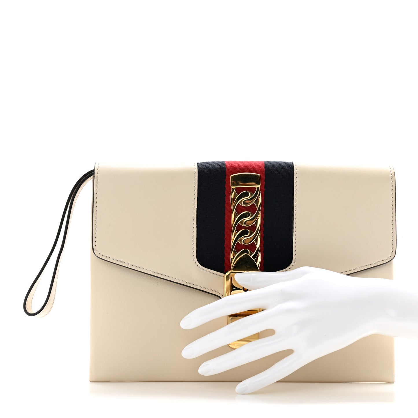 Calfskin Small Sylvie Wristlet Clutch White