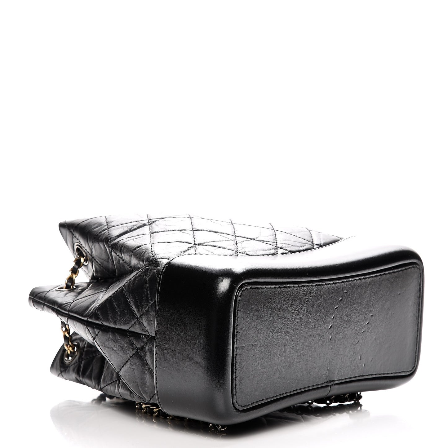 Aged Calfskin Quilted Gabrielle Backpack Black