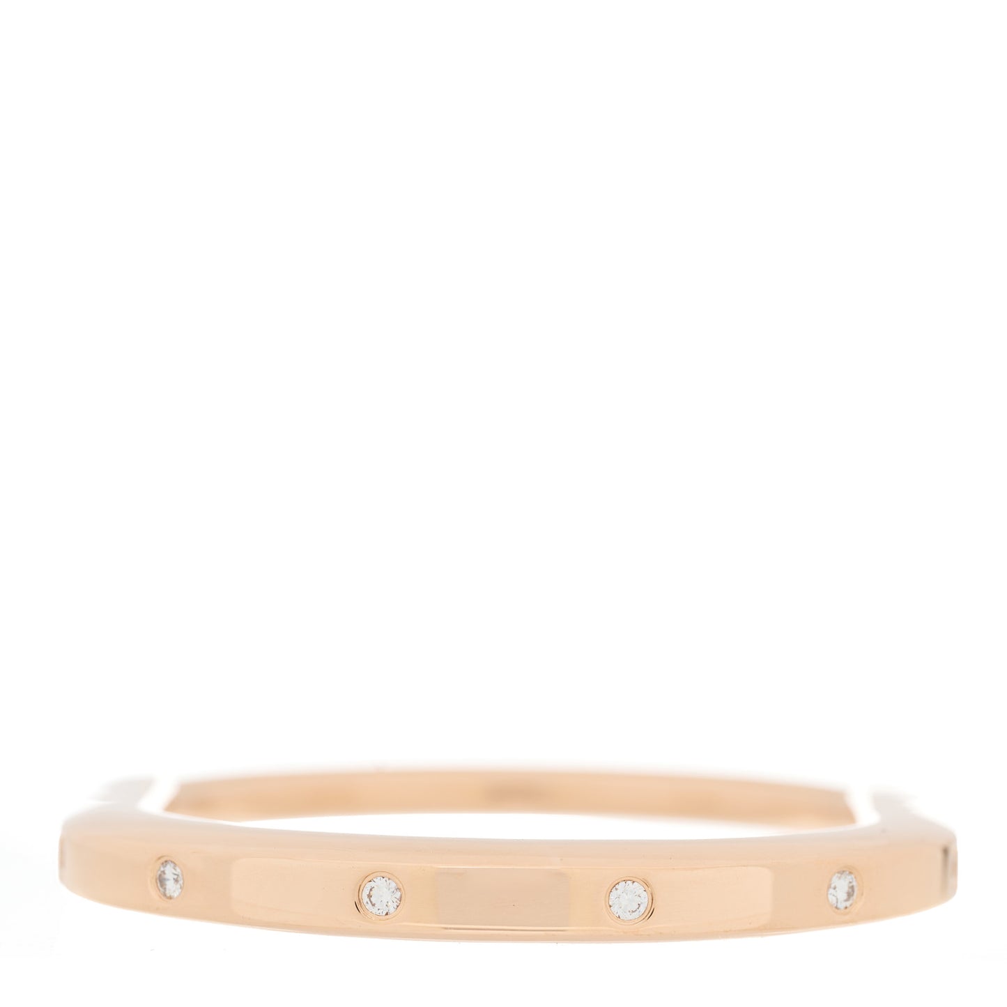 18K Rose Gold Diamond Tiffany Lock Bangle Bracelet