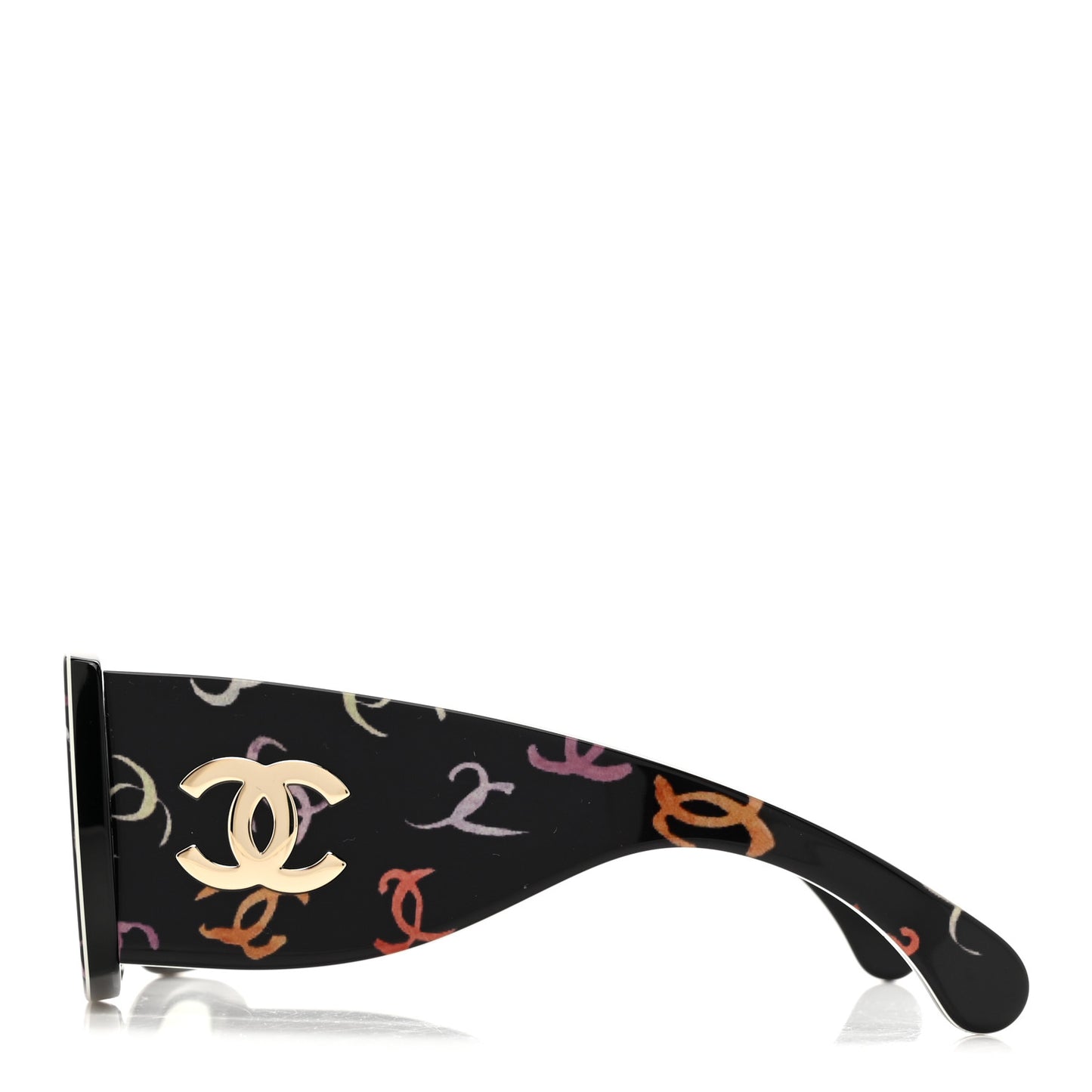 Acetate CC Logo Square Sunglasses 71628 Black Multicolor