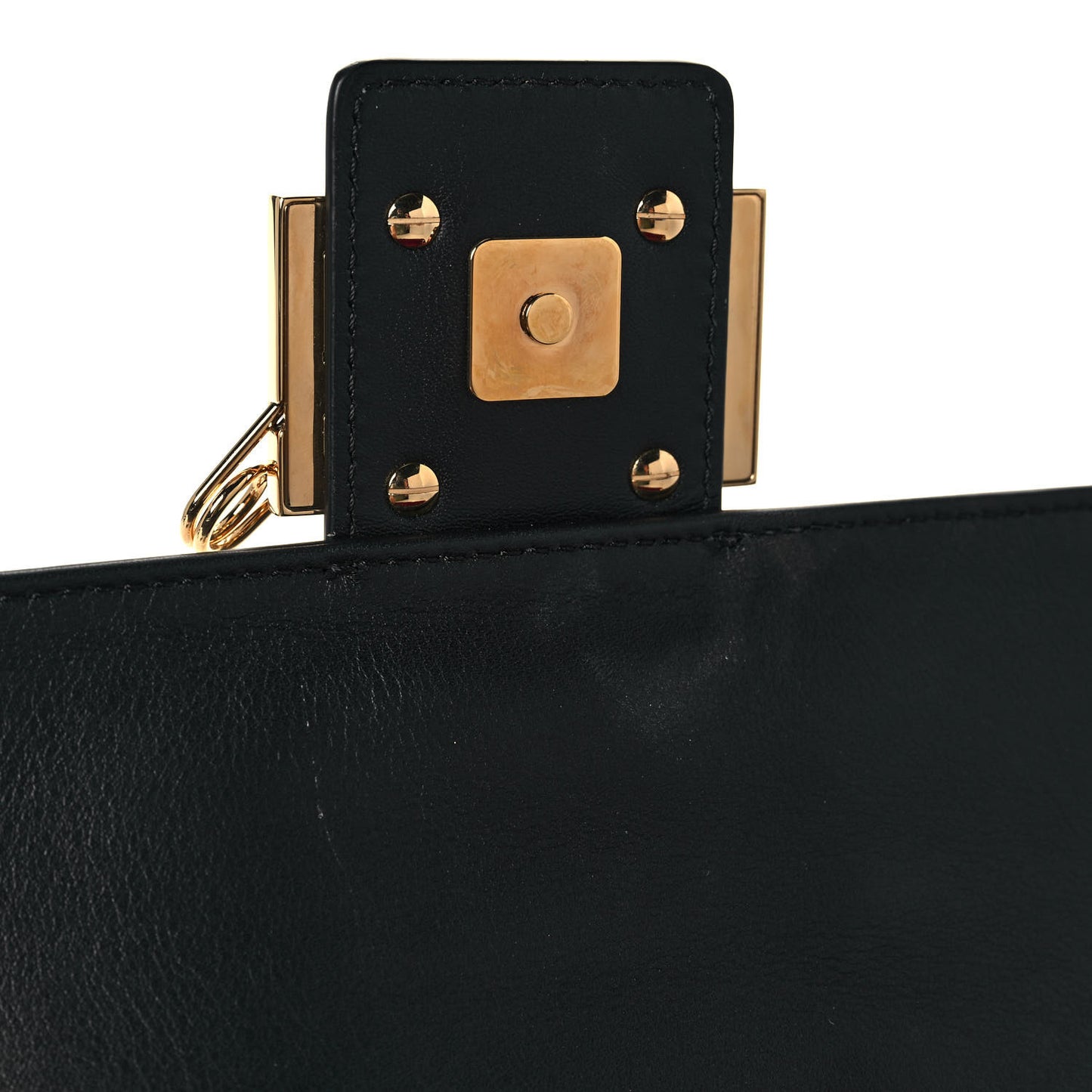 X VERSACE Vitello Seta Fendace Mini Brooch Baguette Black