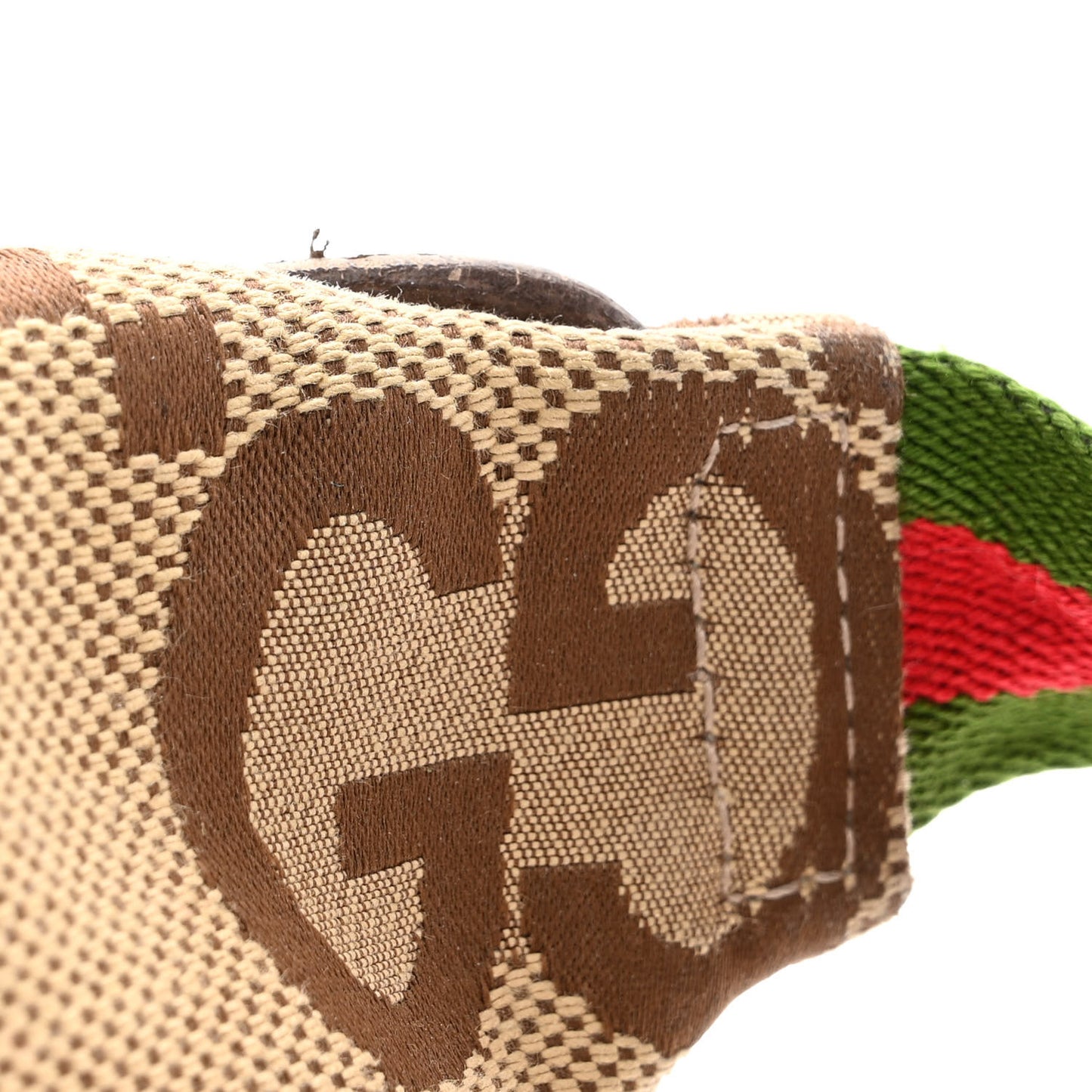 Monogram Jumbo GG Textured Dollar Calfskin Web Belt Bag Camel Ebony New Acero