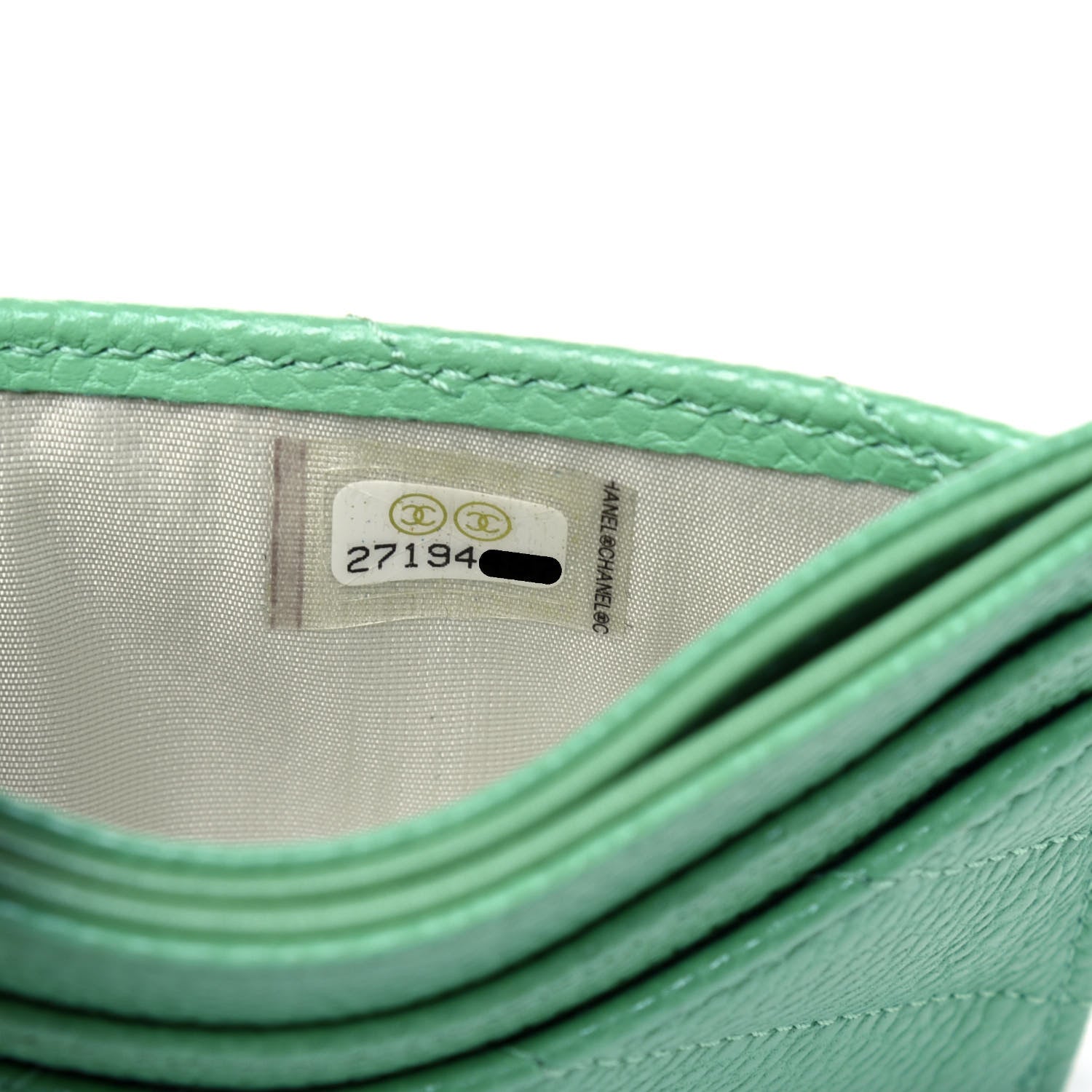 Chanel Caviar Chevron Quilted Card Holder Light Green 8 of 12