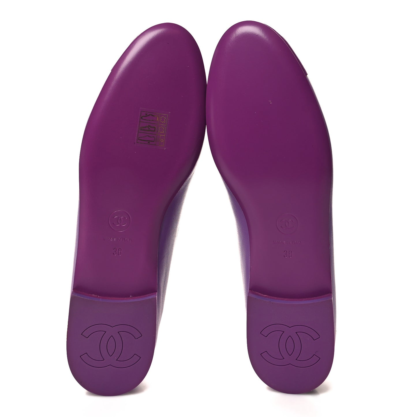 Lambskin Patent Calfskin Cap Toe Ankle Chain Ballerina Flats 38 Purple