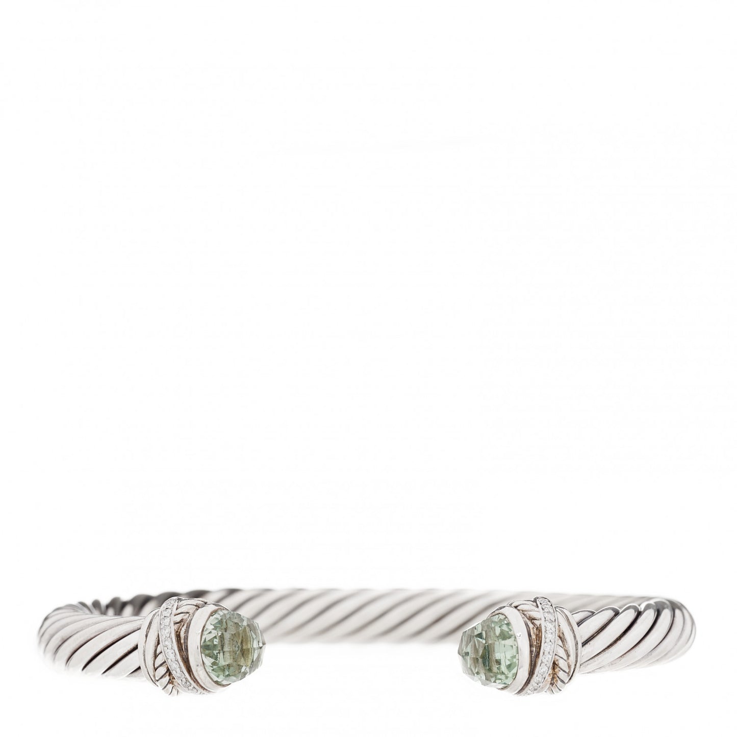 Sterling Silver Diamond Prasiolite 7mm Cable Classics Crossover Bracelet