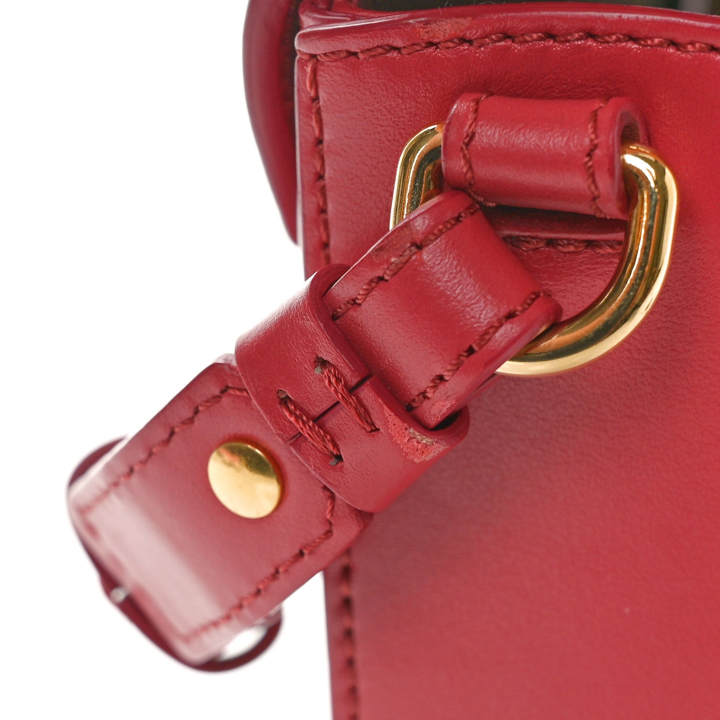 Shiny Calfskin Suede Mini C Double Carry Scarlet Pink