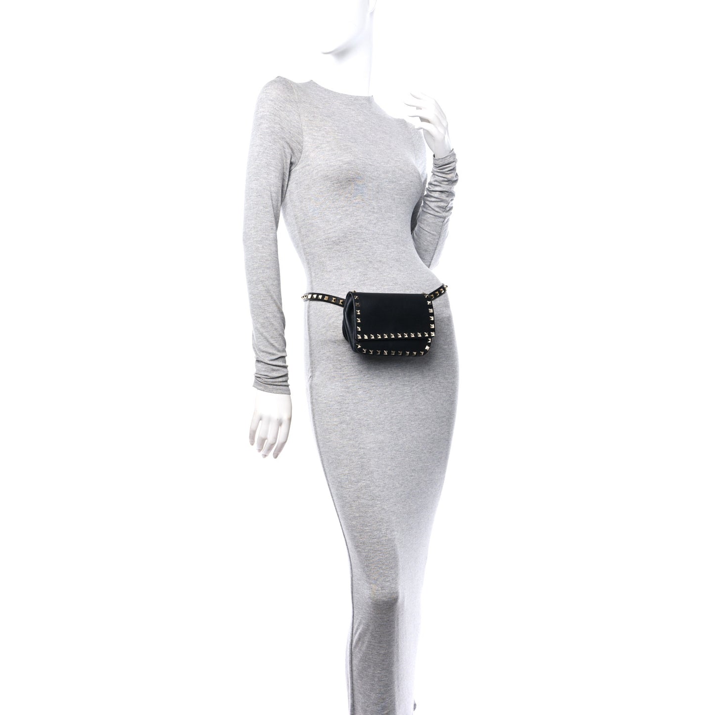 Calfskin Rockstud Belt Bag Black