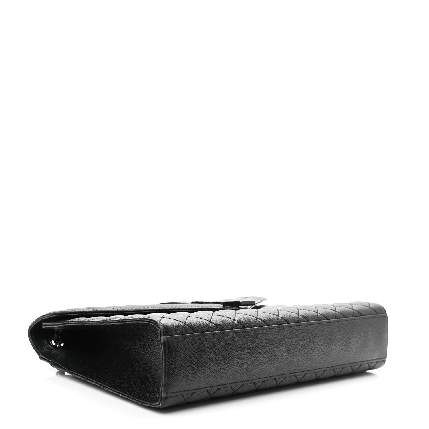 Saint Laurent Grain De Poudre Textured Mixed Matelasse Large Triquilt Monogram Monochrome Satchel Black 4 of 16