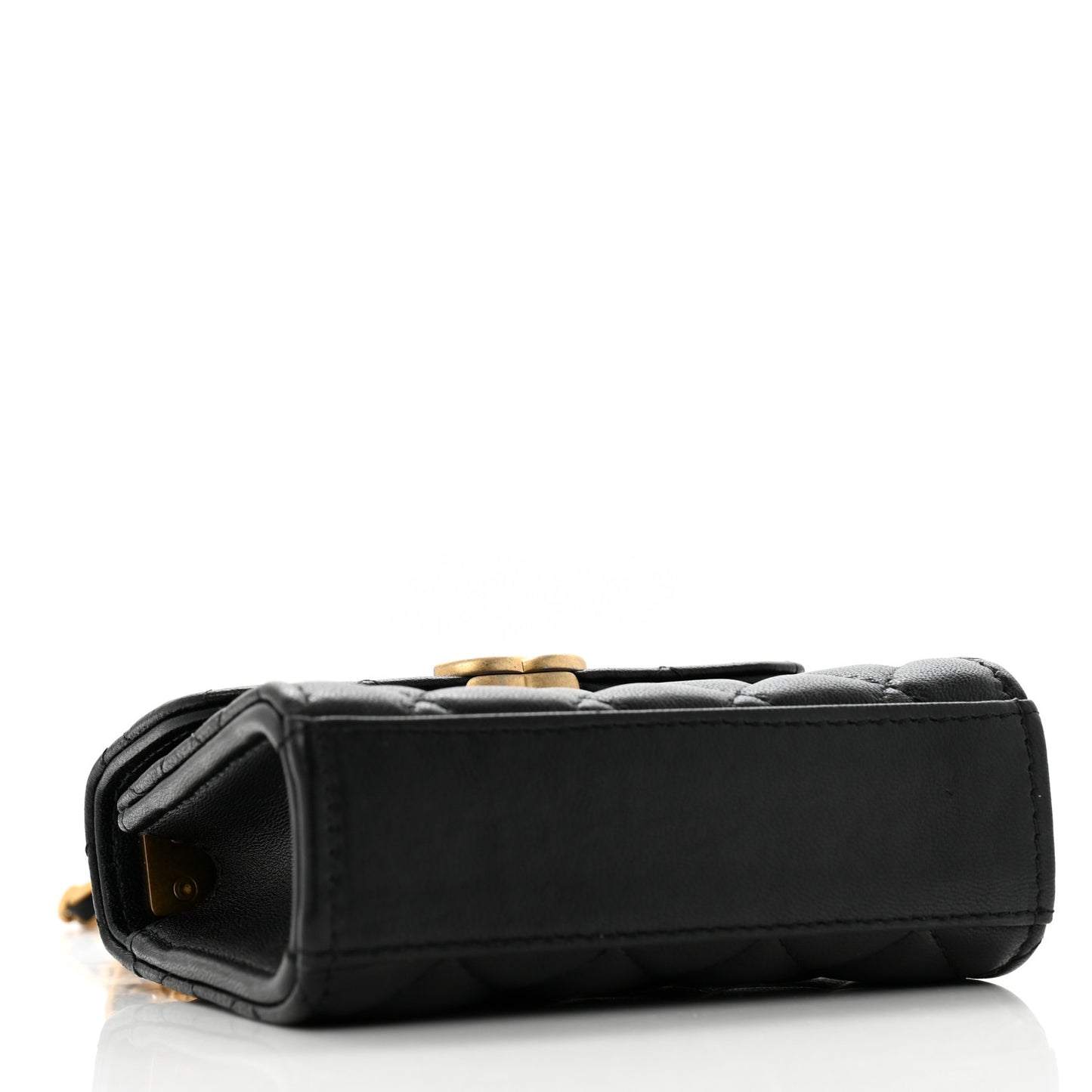 Lambskin Enamel Quilted Mini Top Handle Flap Black