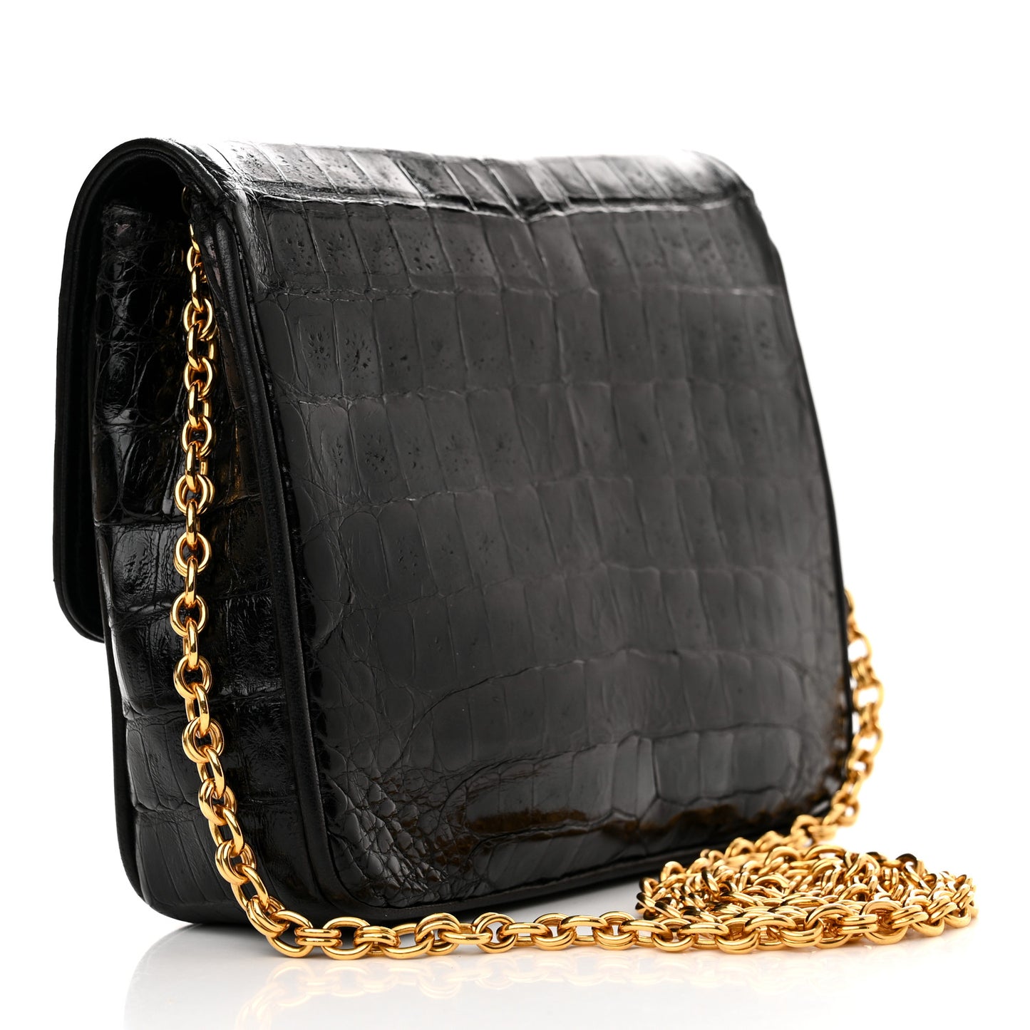 Shiny Crocodile Flap Black