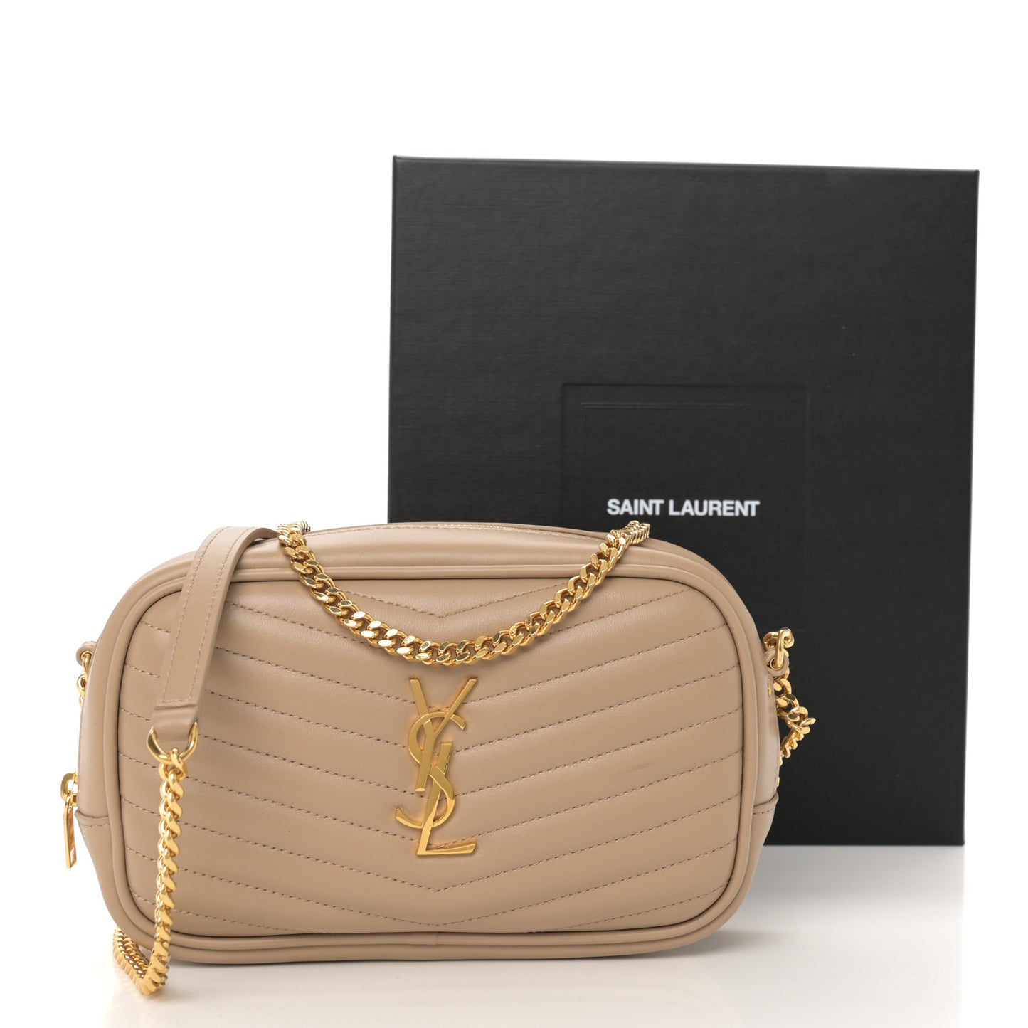 Grain De Poudre Matelasse Monogram Mini Lou Camera Bag Dark Beige